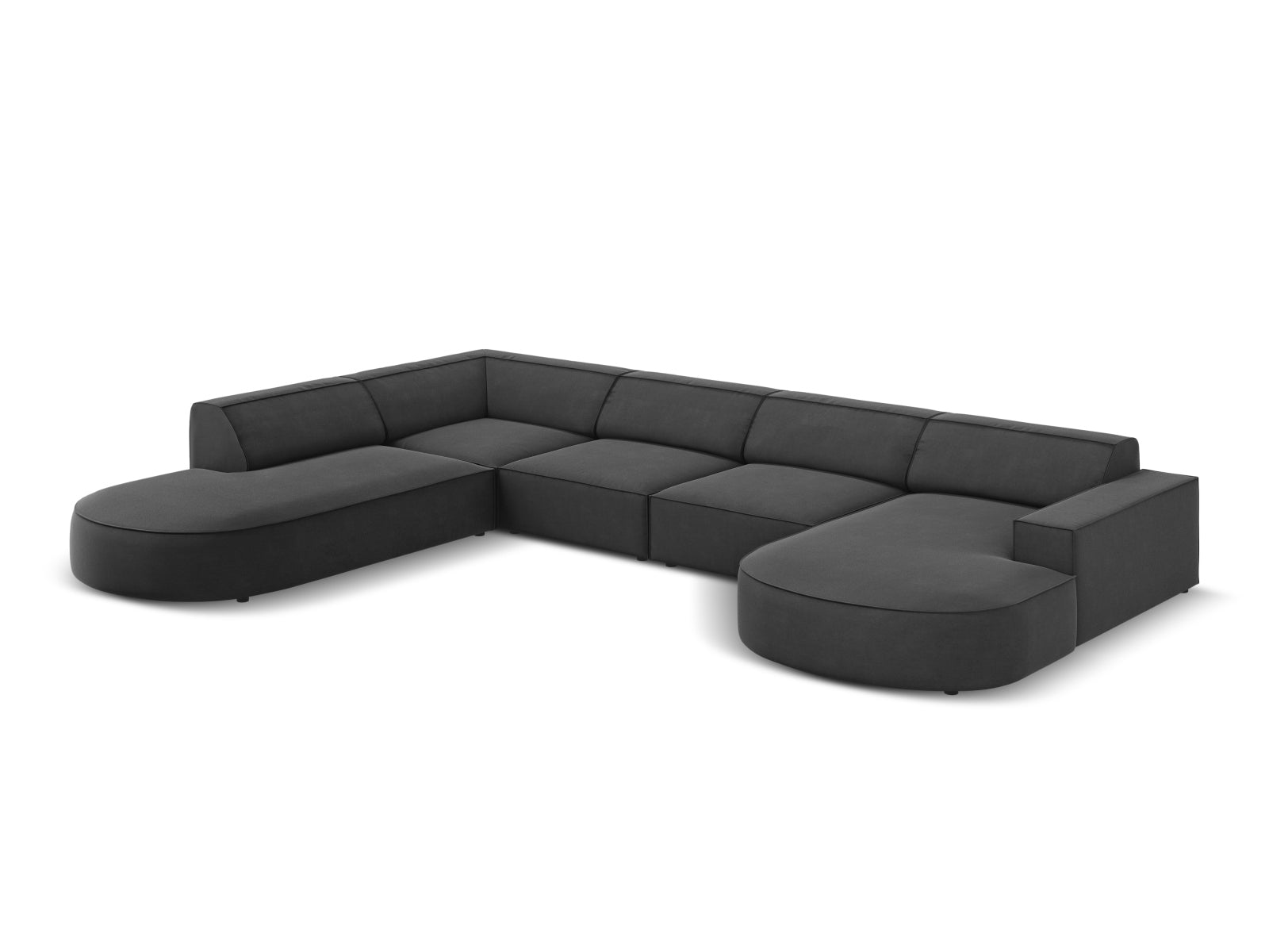 Erleben Sie das Jodie Velour 7-Sitzer Ecksofa links von Micadoni – stilvoll, anpassbar und perfekt für gesellige Abende oder entspannte Stunden.