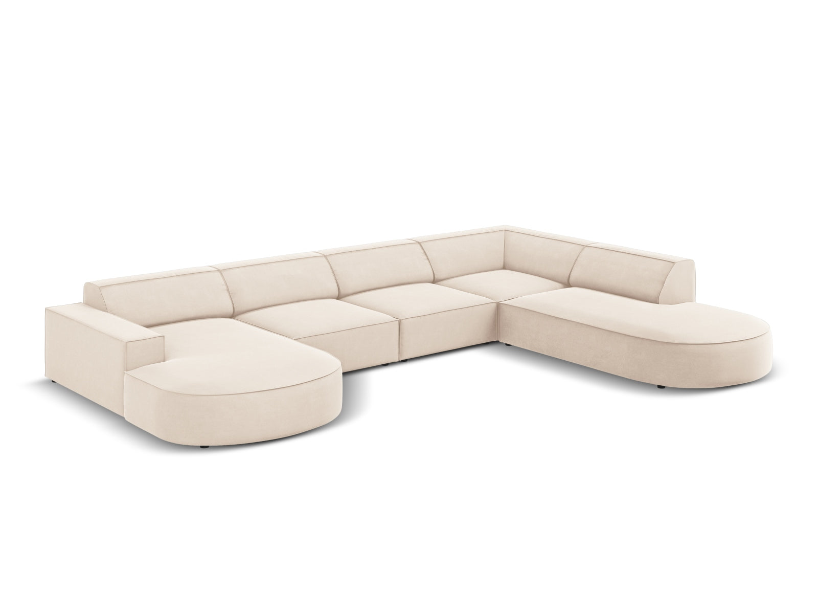 Erleben Sie das Jodie Velour Ecksofa von Micadoni – ein modulares 7-Sitzer Sofa, das Stil, Komfort und Anpassungsfähigkeit für Ihr Zuhause bietet.