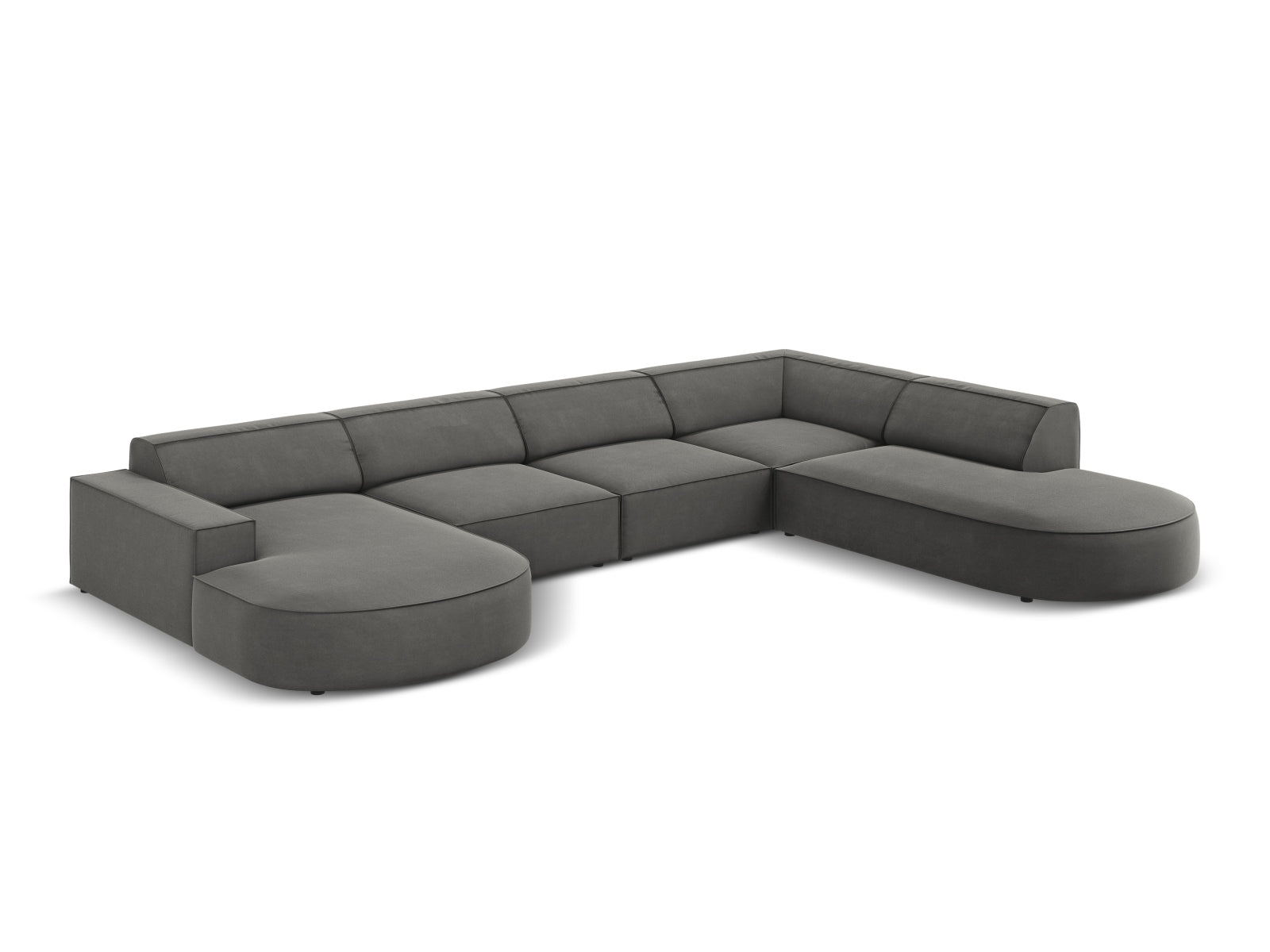 Erleben Sie das Jodie Velour Ecksofa von Micadoni – ein 7-Sitzer mit modulierbarem Design, luxuriösem Velours und hervorragendem Sitzkomfort.