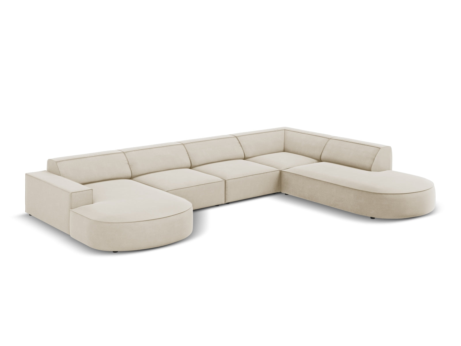 Erleben Sie das Jodie Velour Ecksofa von Micadoni – ein modulares 7-Sitzer Sofa, das Stil, Komfort und Anpassungsfähigkeit für Ihr Zuhause bietet.