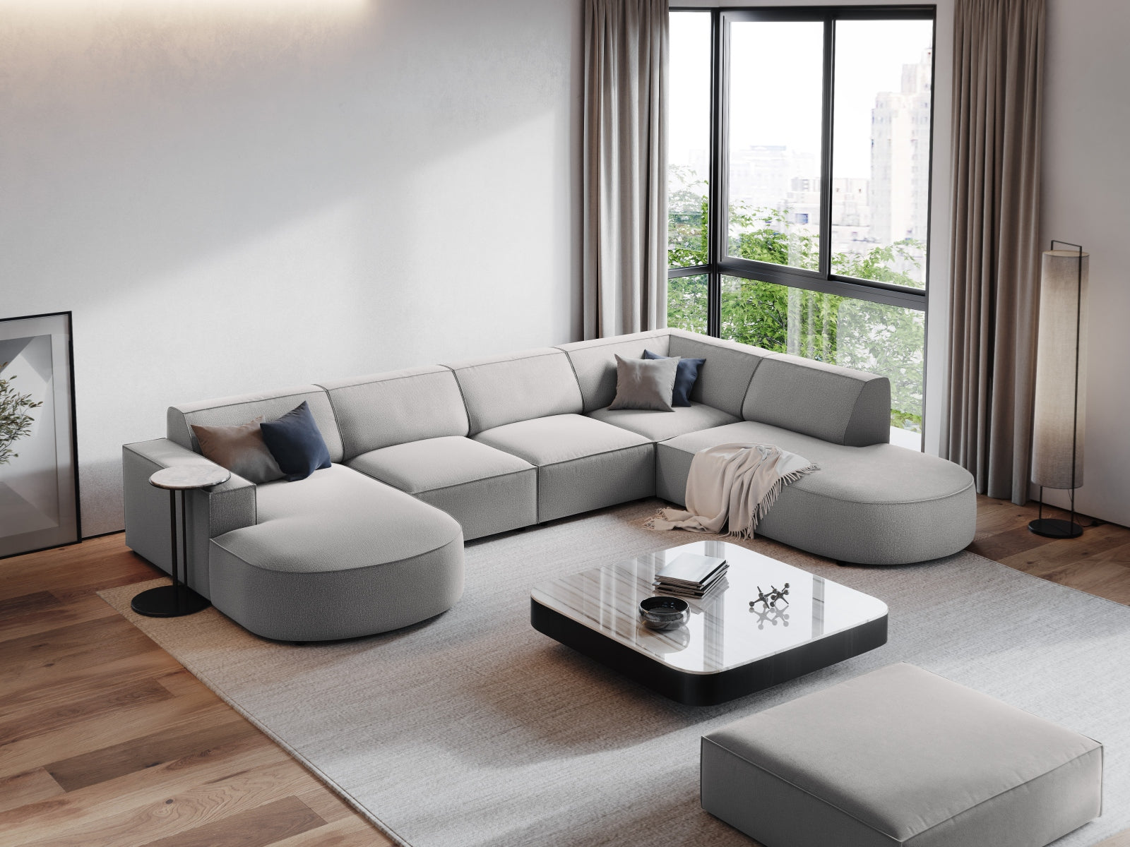 Entdecken Sie das stilvolle Jodie Ecksofa von Micadoni – ein 7-Sitzer in modernem Design, ideal für gemütliche Abende und gesellige Runden.
