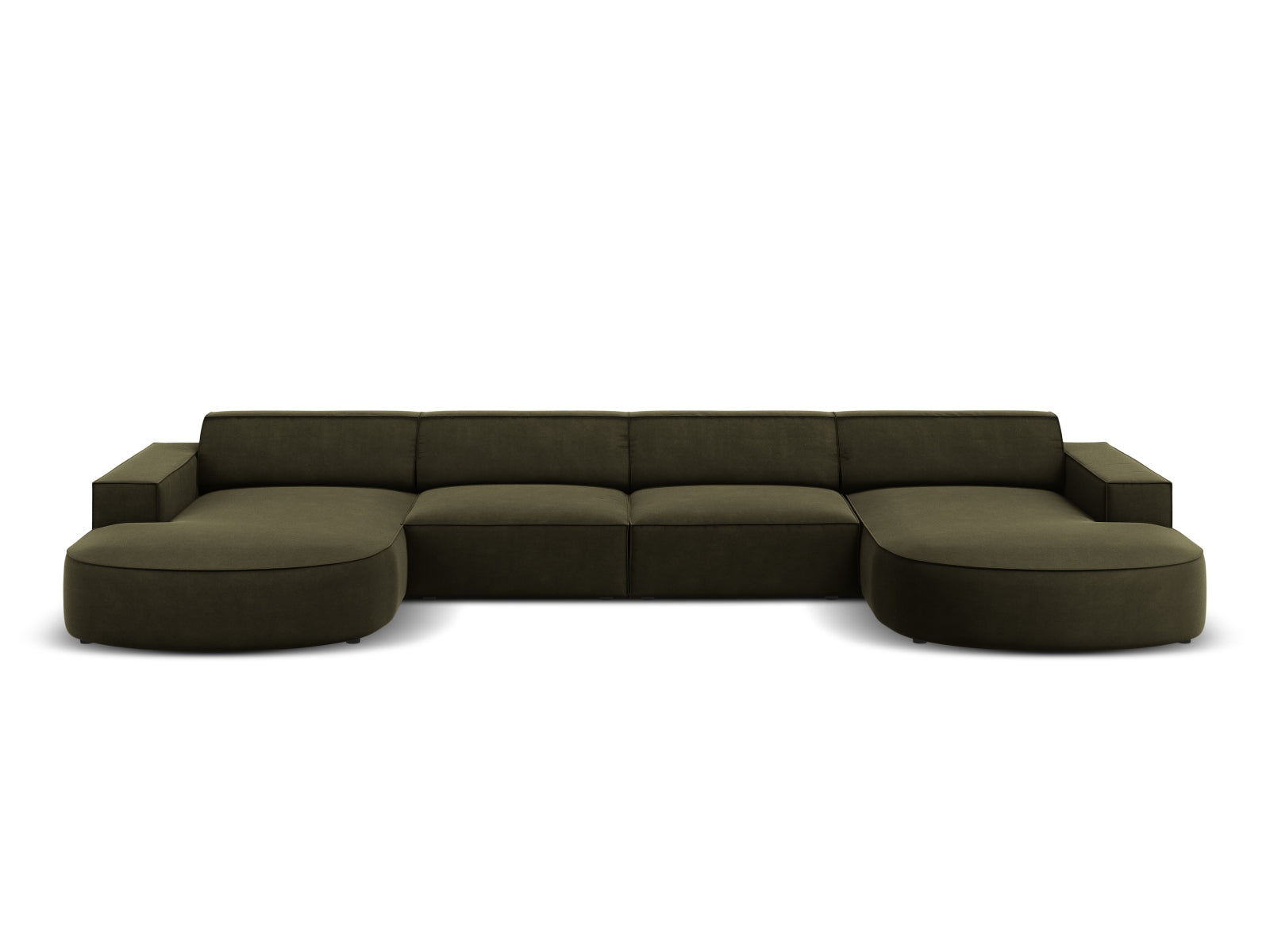 Jodie Velour modulares Panoramic Sofa 6 Sitzer in Green präsentiert im Onlineshop von KAQTU Design AG. 3er Sofa ist von Micadoni