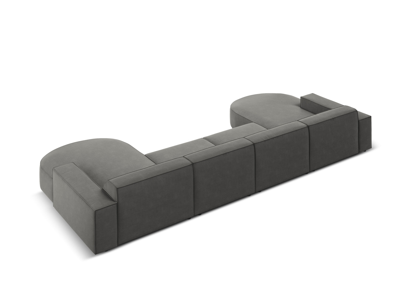 Entdecken Sie das Jodie Velour 6-Sitzer Sofa von Micadoni – ein modulares Design, das Stil und Flexibilität für Ihr Wohnzimmer bietet.