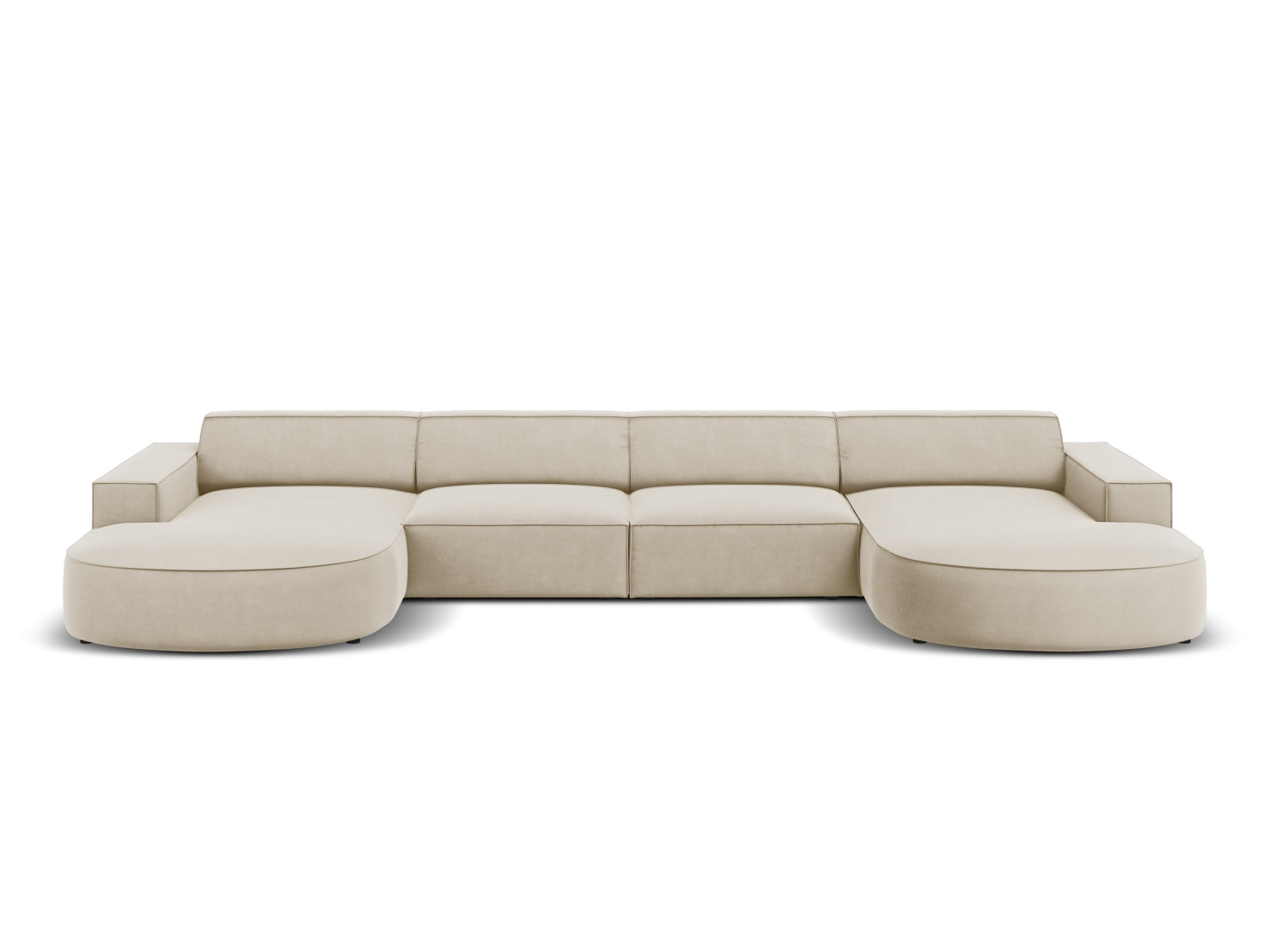 Jodie Velour modulares Panoramic Sofa 6 Sitzer in Dark Beige präsentiert im Onlineshop von KAQTU Design AG. 3er Sofa ist von Micadoni