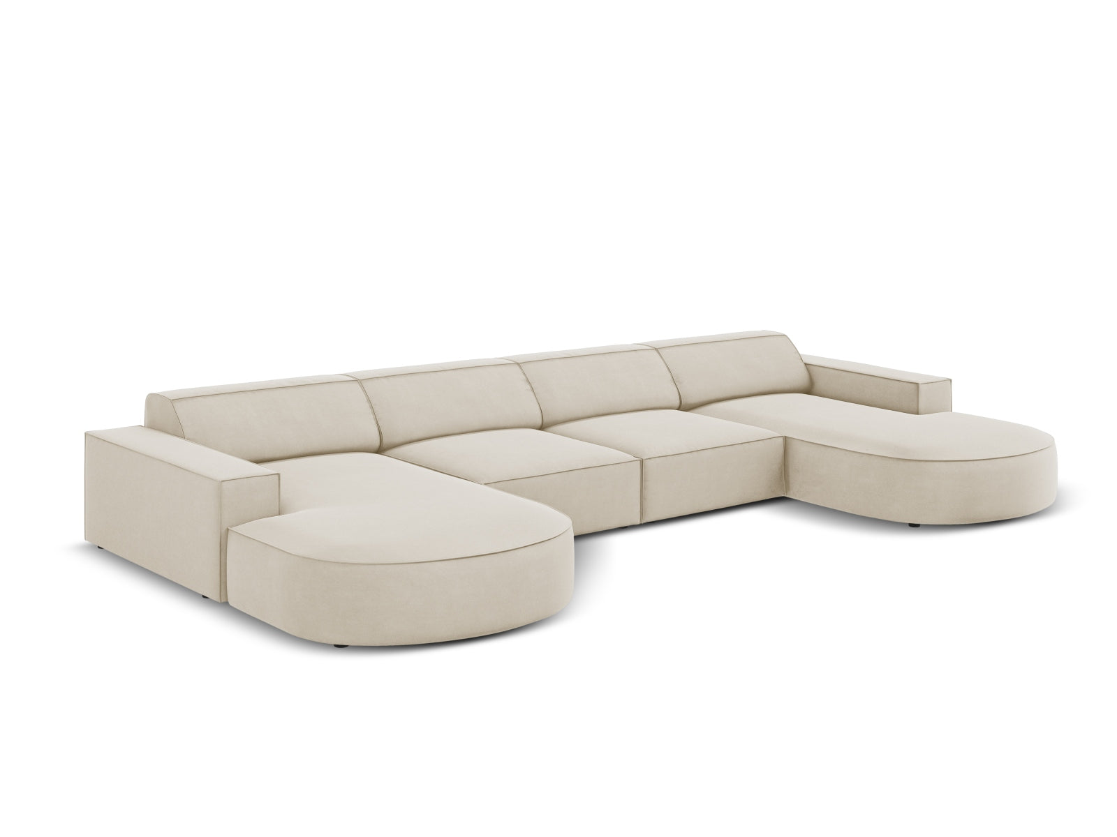 Erleben Sie das Jodie Velour 6-Sitzer Sofa von Micadoni – ein elegantes, modulares Möbelstück, das Komfort und Stil vereint. Ideal für Ihr Zuhause!
