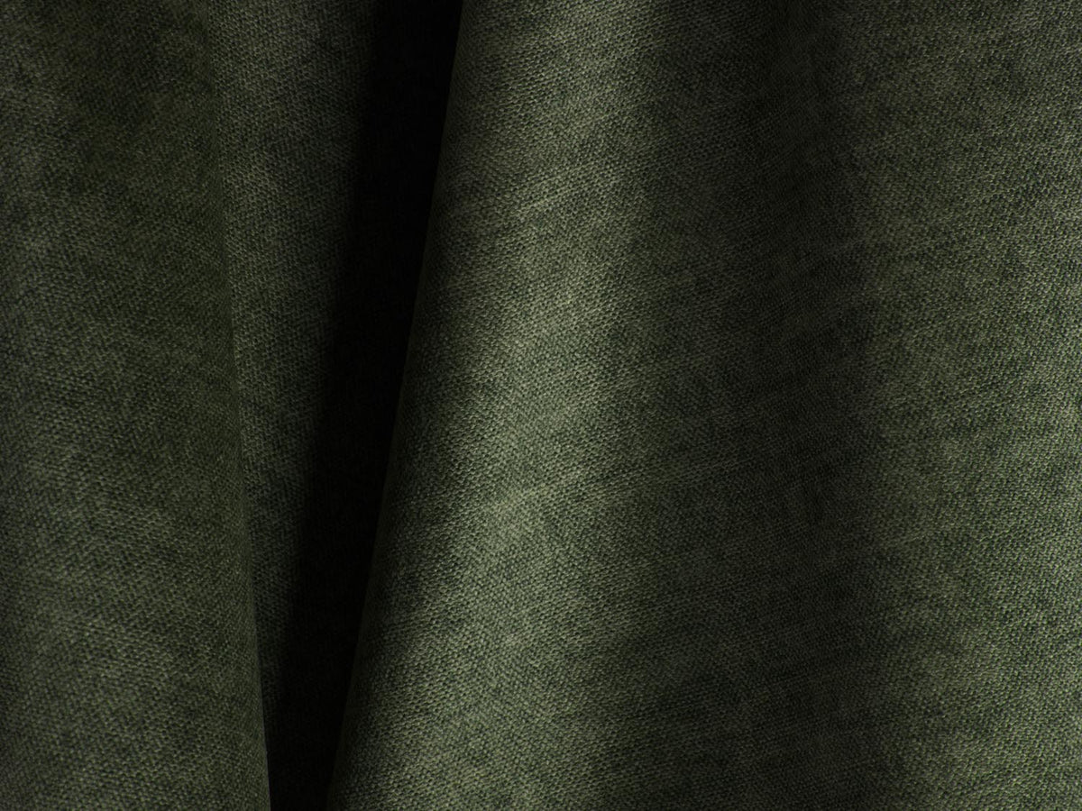 Modulares Martina Ecksofa links mit zwei Sitzen und praktischem Beistelltisch in trendigem Green-Vogue, perfekt für moderne Wohnkonzepte.
