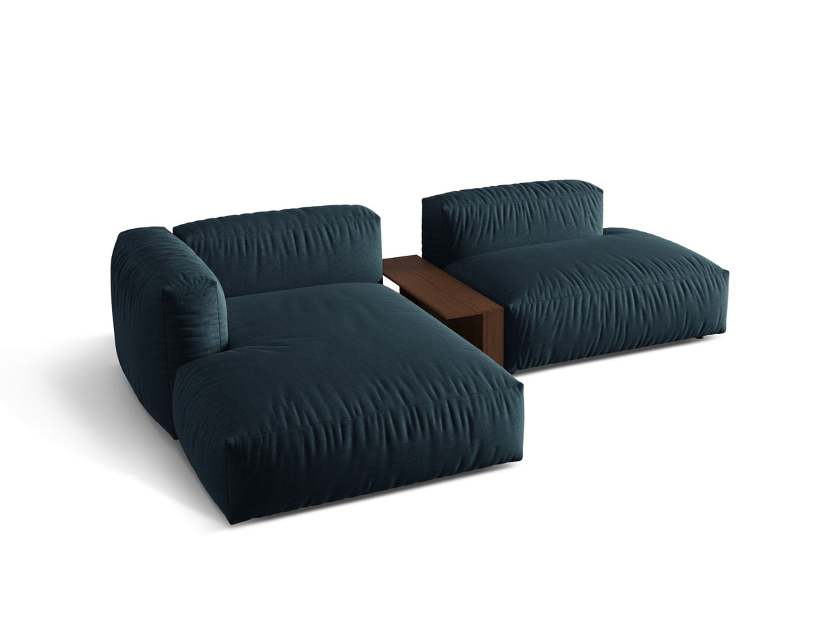 Modernes Martina L-Sofa links mit zwei Sitzplätzen und praktischem Beistelltisch, perfekt für gemütliche und stilvolle Wohnbereiche.