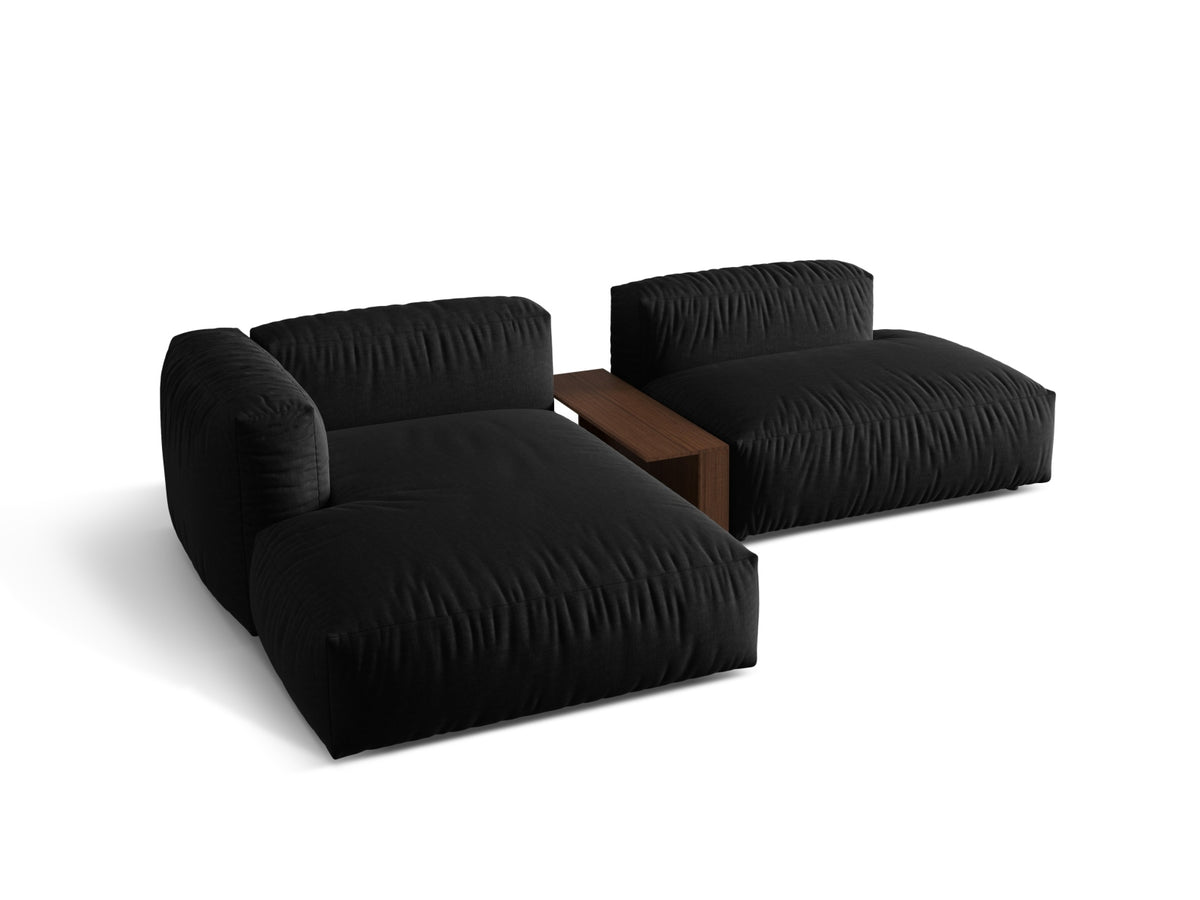 Modernes Martina L-Sofa links mit zwei Sitzplätzen und praktischem Beistelltisch, perfekt für gemütliche und stilvolle Wohnbereiche.