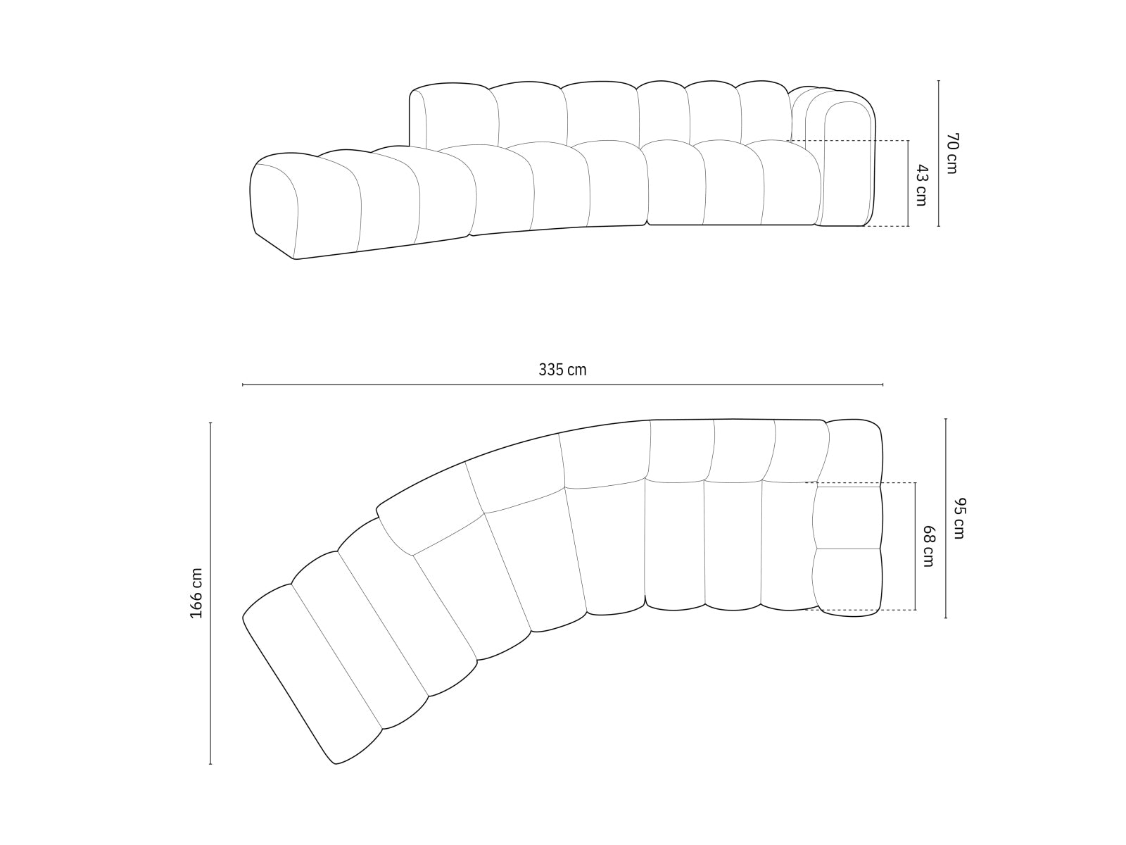 Stilvolles 5-Sitzer Sofa Lupine links in sanftem Dunkelbeige, perfekt für zeitgemäße Wohnkonzepte und geschmackvolle Raumgestaltung.