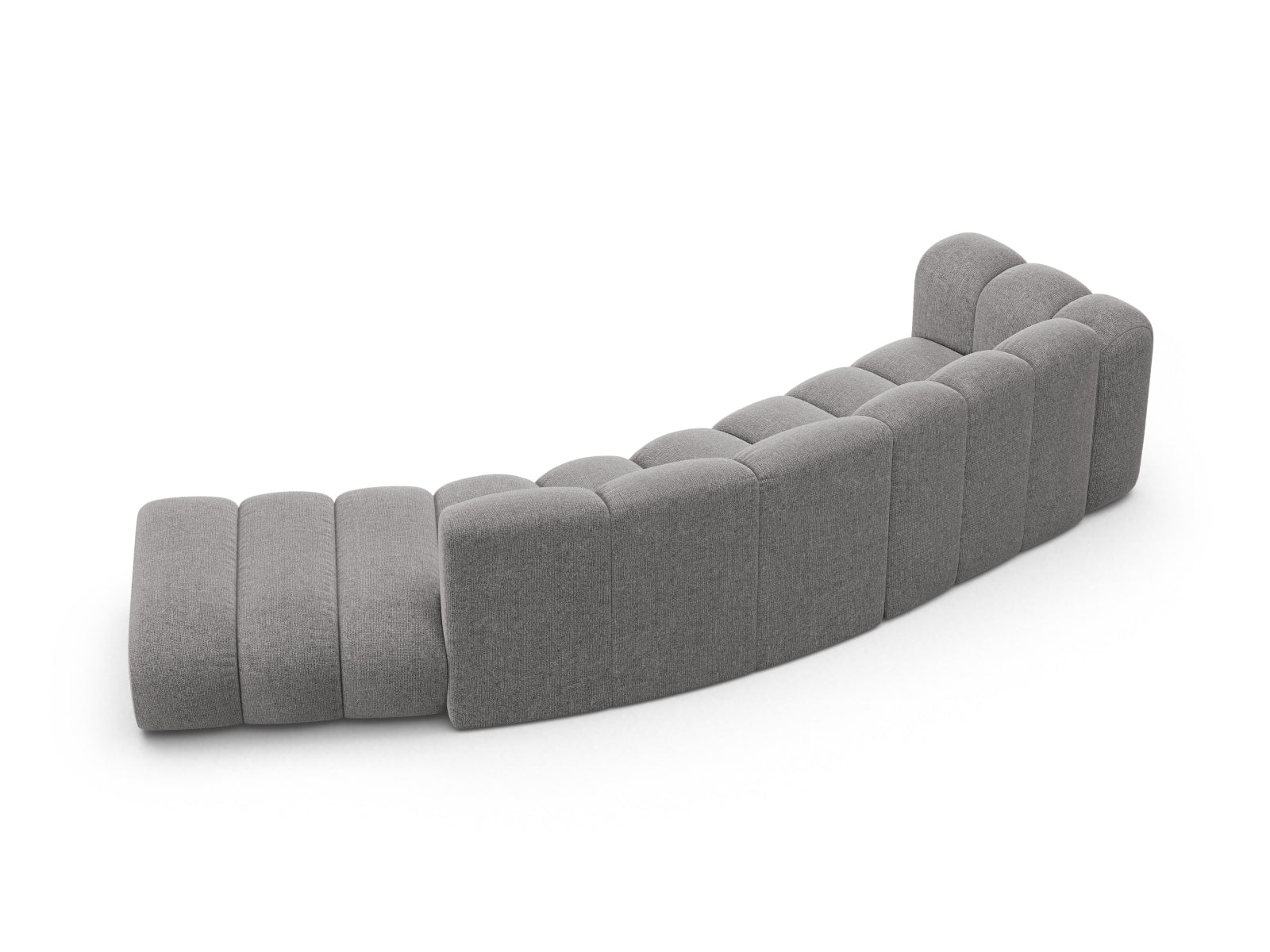 Modernes 5-Sitzer Lupine Modular Sofa links in sanftem Grau, perfekt für gemütliche und stilvolle Wohnambiente von Micadoni.