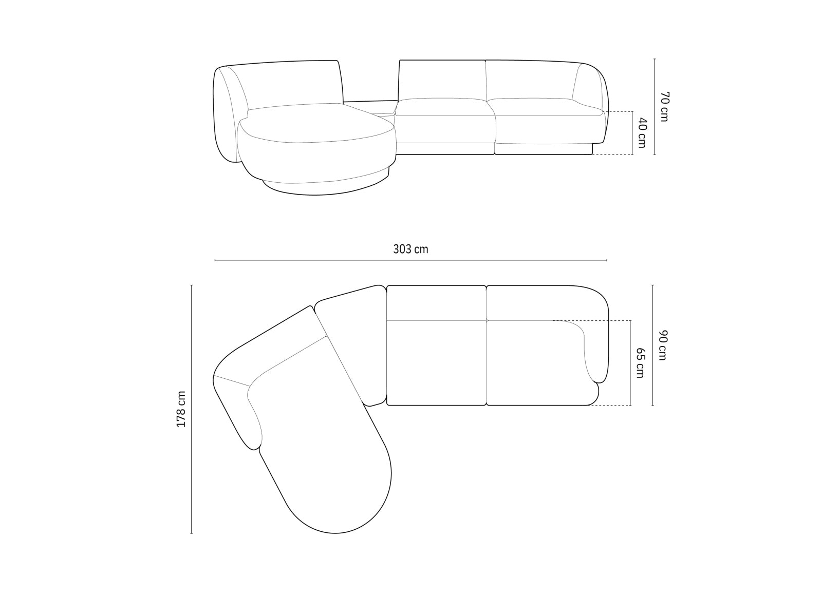 Modernes Miley 3-Sitzer L-Sofa links in Ivory-Eden, perfekt für gemütliche Abende und stilvolle Einrichtungsideen von Micadoni.