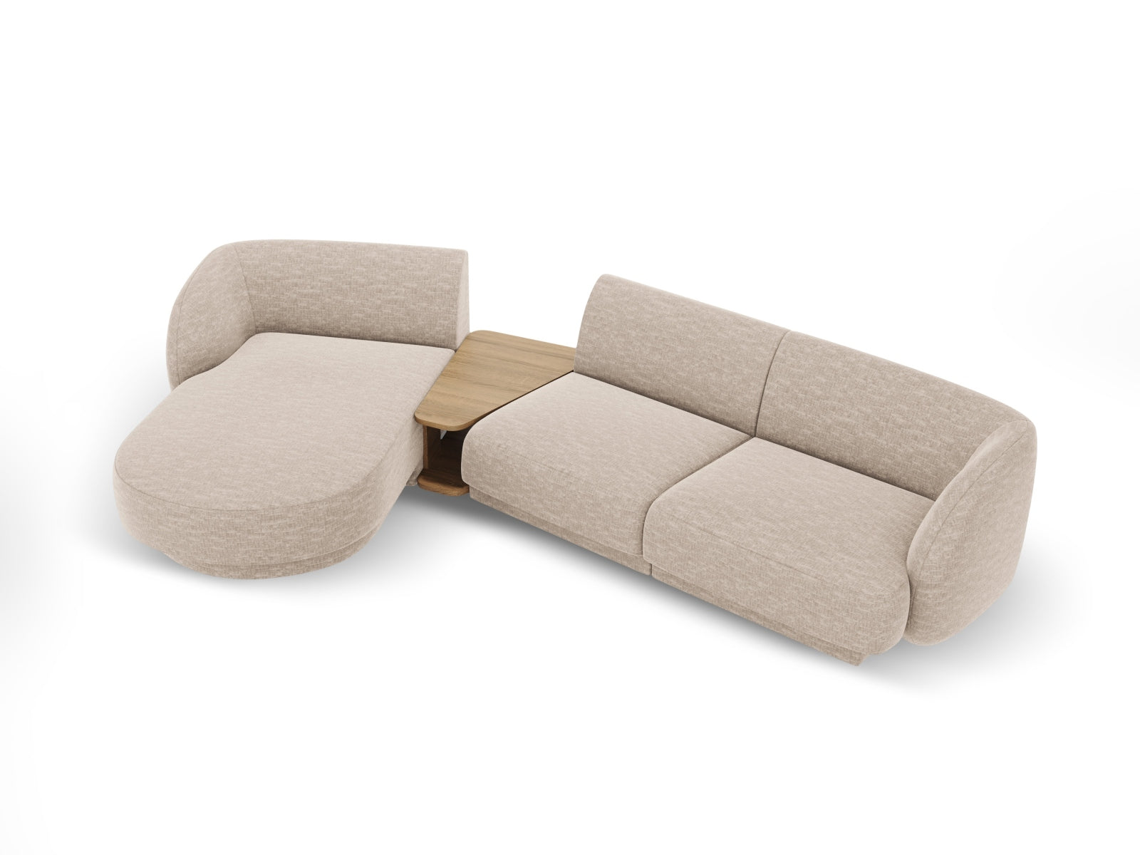Elegantes, beiges 3-Sitzer L-Sofa Miley von Micadoni, perfekt für stilvolle Wohnräume und entspannte Stunden mit Freunden und Familie.