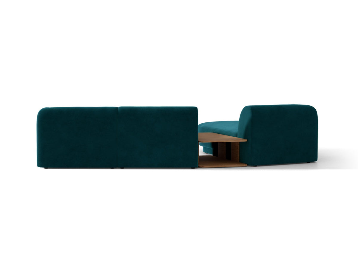 Braunes modulares Sofa Miley von Micadoni mit Bouclé-Stoff, schwarzen Kunststoffbeinen und breiter Sitzfläche im Wohnraum.