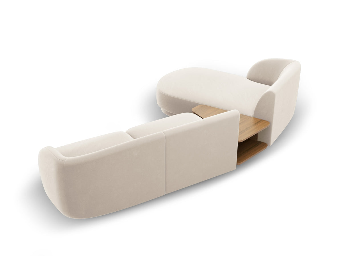 Miley Velour modulares Sofa links 3 Sitzer in Light Beige-Bluvel präsentiert im Onlineshop von KAQTU Design AG. L-Sofa links ist von Micadoni