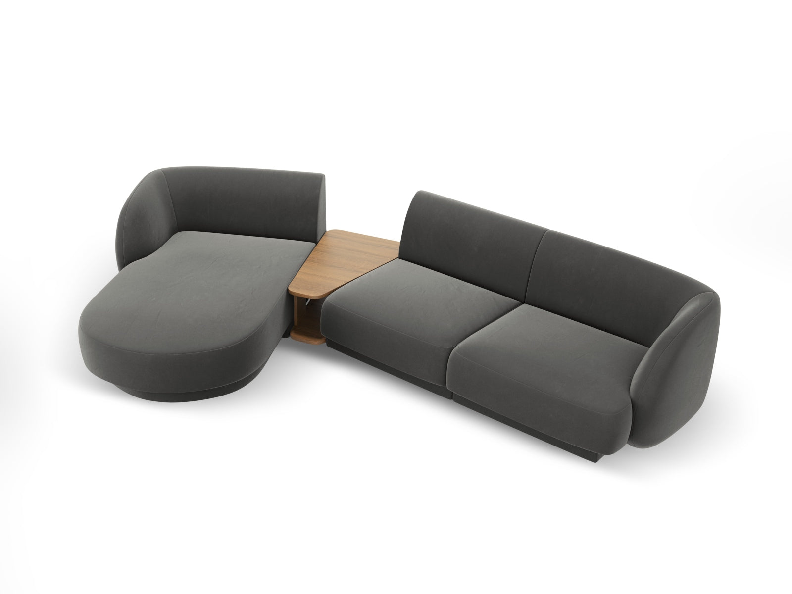 Modulares 3-Sitzer Sofa Miley Velour in sanftem Hellgrau, linksseitig, perfekt für moderne und elegante Wohnkonzepte von Micadoni.