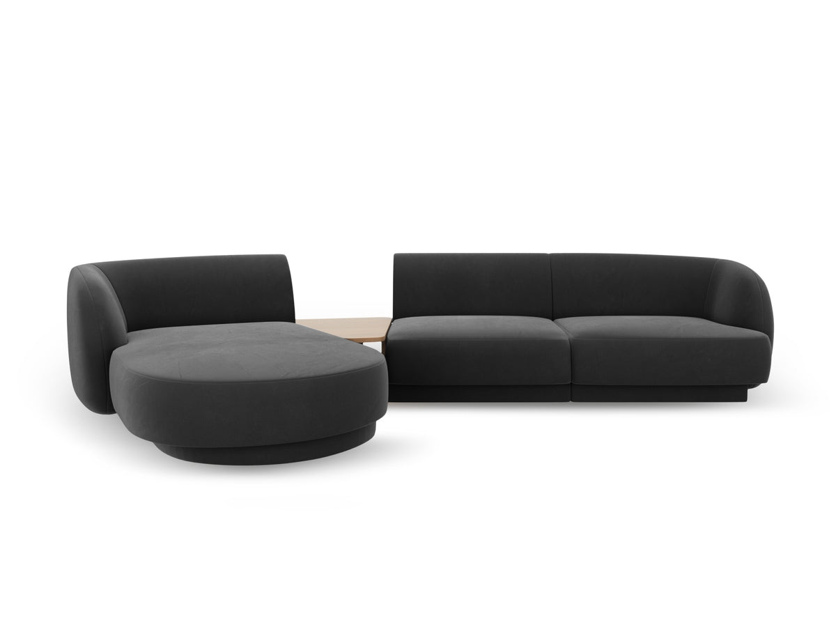 Miley Velour modulares Sofa links 3 Sitzer in Grey-Bluvel präsentiert im Onlineshop von KAQTU Design AG. L-Sofa links ist von Micadoni