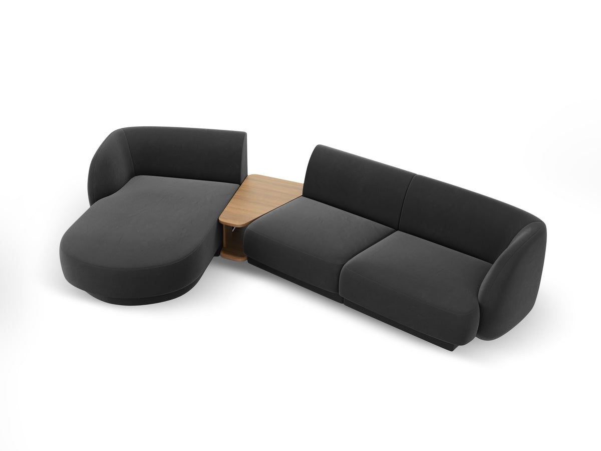 Miley Velour modulares Sofa links 3 Sitzer in Grey-Bluvel präsentiert im Onlineshop von KAQTU Design AG. L-Sofa links ist von Micadoni