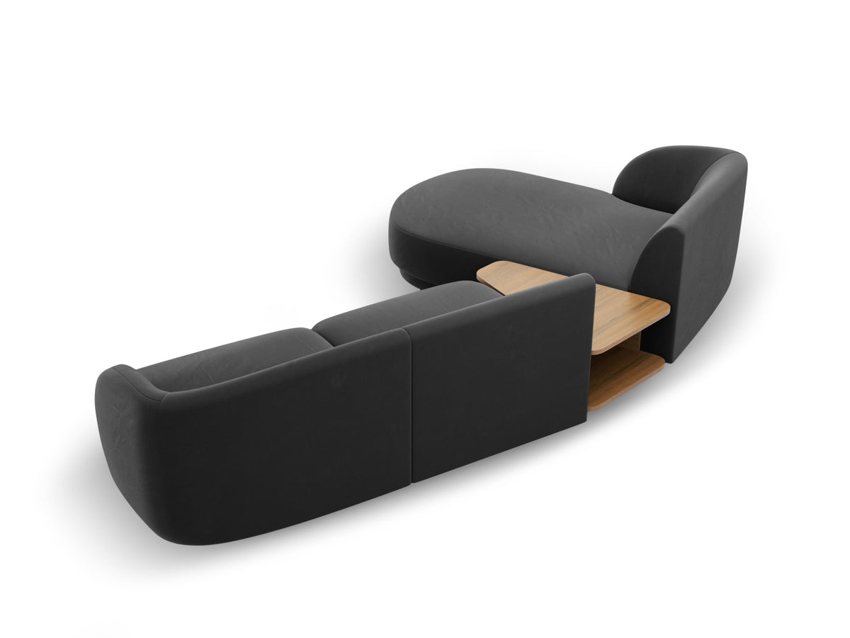 Miley Velour modulares Sofa links 3 Sitzer in Grey-Bluvel präsentiert im Onlineshop von KAQTU Design AG. L-Sofa links ist von Micadoni