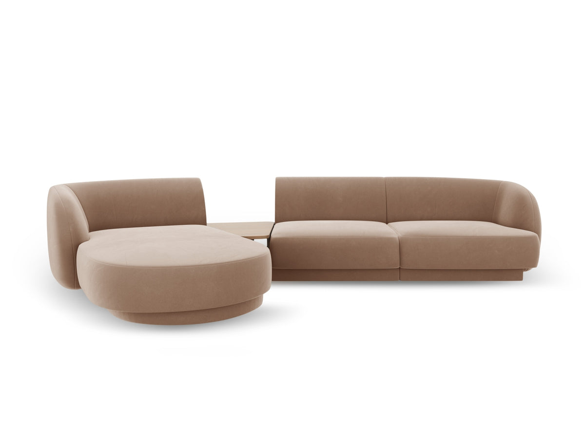 Miley Velour modulares Sofa links 3 Sitzer in Cappuccino-Bluvel präsentiert im Onlineshop von KAQTU Design AG. L-Sofa links ist von Micadoni
