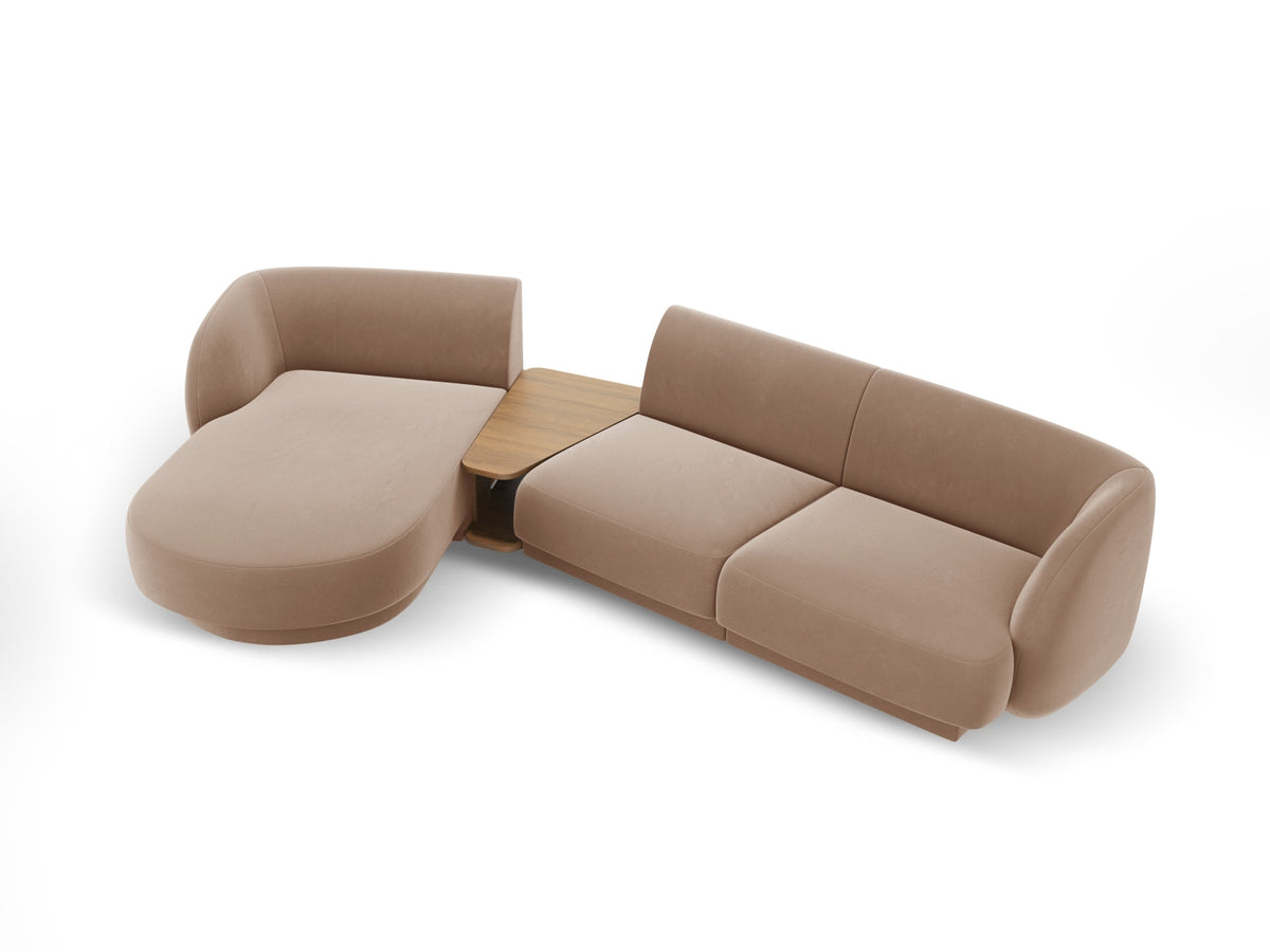 Miley Velour modulares Sofa links 3 Sitzer in Cappuccino-Bluvel präsentiert im Onlineshop von KAQTU Design AG. L-Sofa links ist von Micadoni