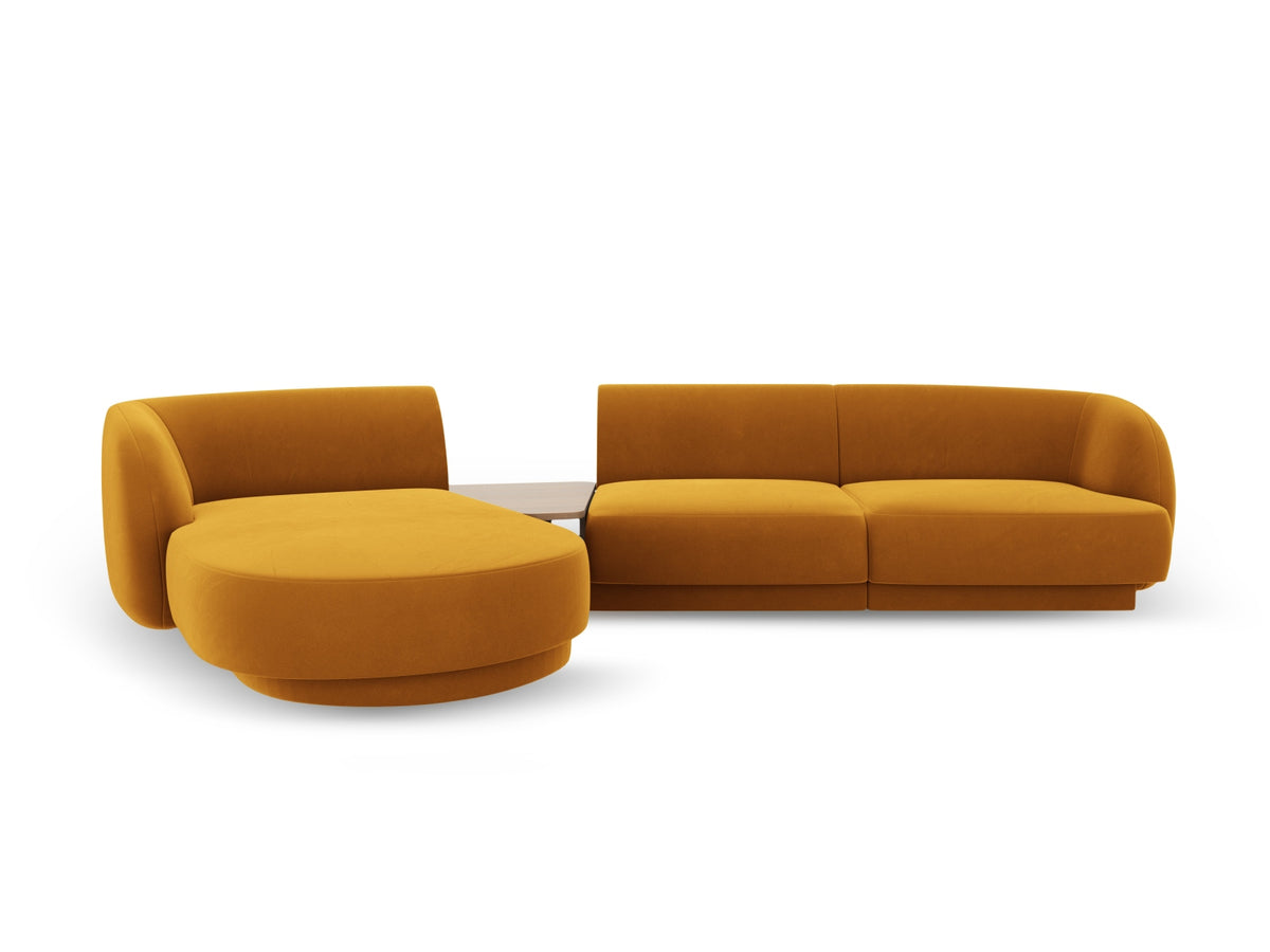 Miley Velour modulares Sofa links 3 Sitzer in Yellow-Bluvel präsentiert im Onlineshop von KAQTU Design AG. L-Sofa links ist von Micadoni