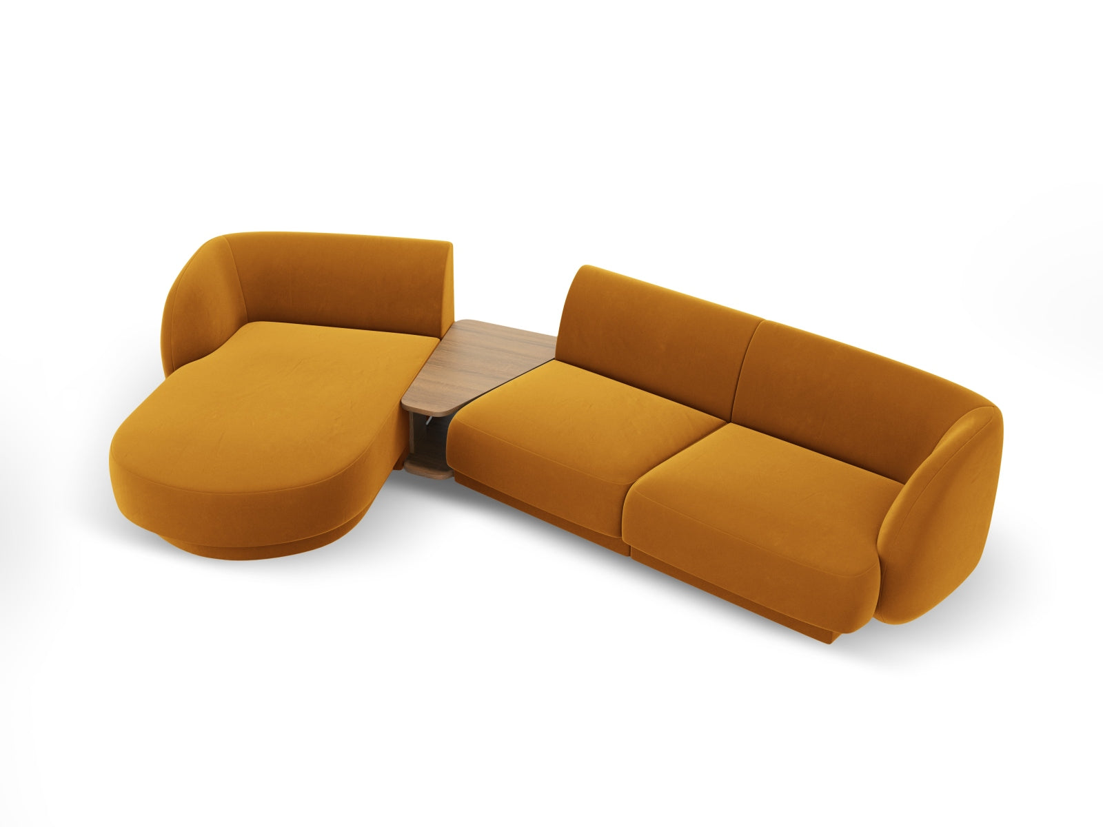 Modulares 3-Sitzer Sofa Miley Velour in Gelb-Blau, linksseitig, perfekt für moderne Wohnkonzepte, von Micadoni.