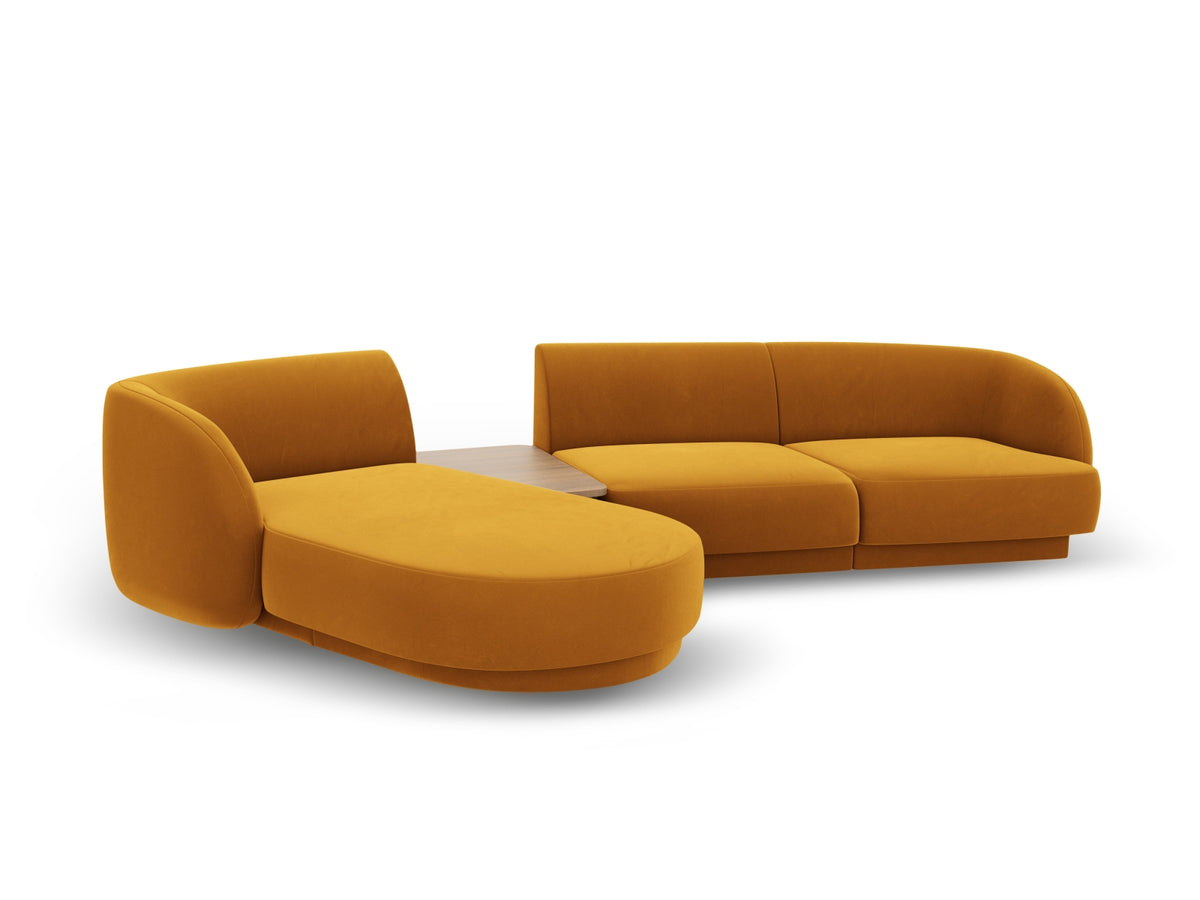 Miley Velour modulares Sofa links 3 Sitzer in Yellow-Bluvel präsentiert im Onlineshop von KAQTU Design AG. L-Sofa links ist von Micadoni