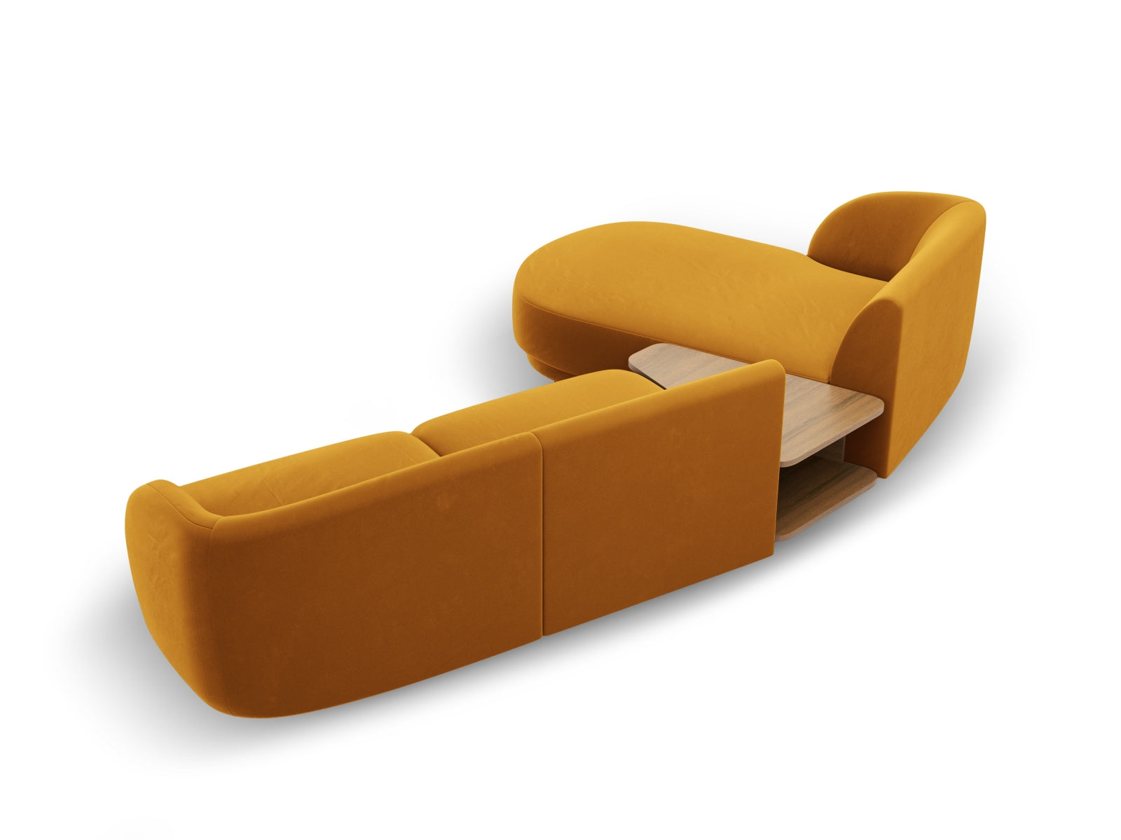 Modulares 3-Sitzer Sofa Miley Velour in ansprechendem Gelb-Blau, linksseitig, perfekt für moderne und elegante Wohnkonzepte von Micadoni.