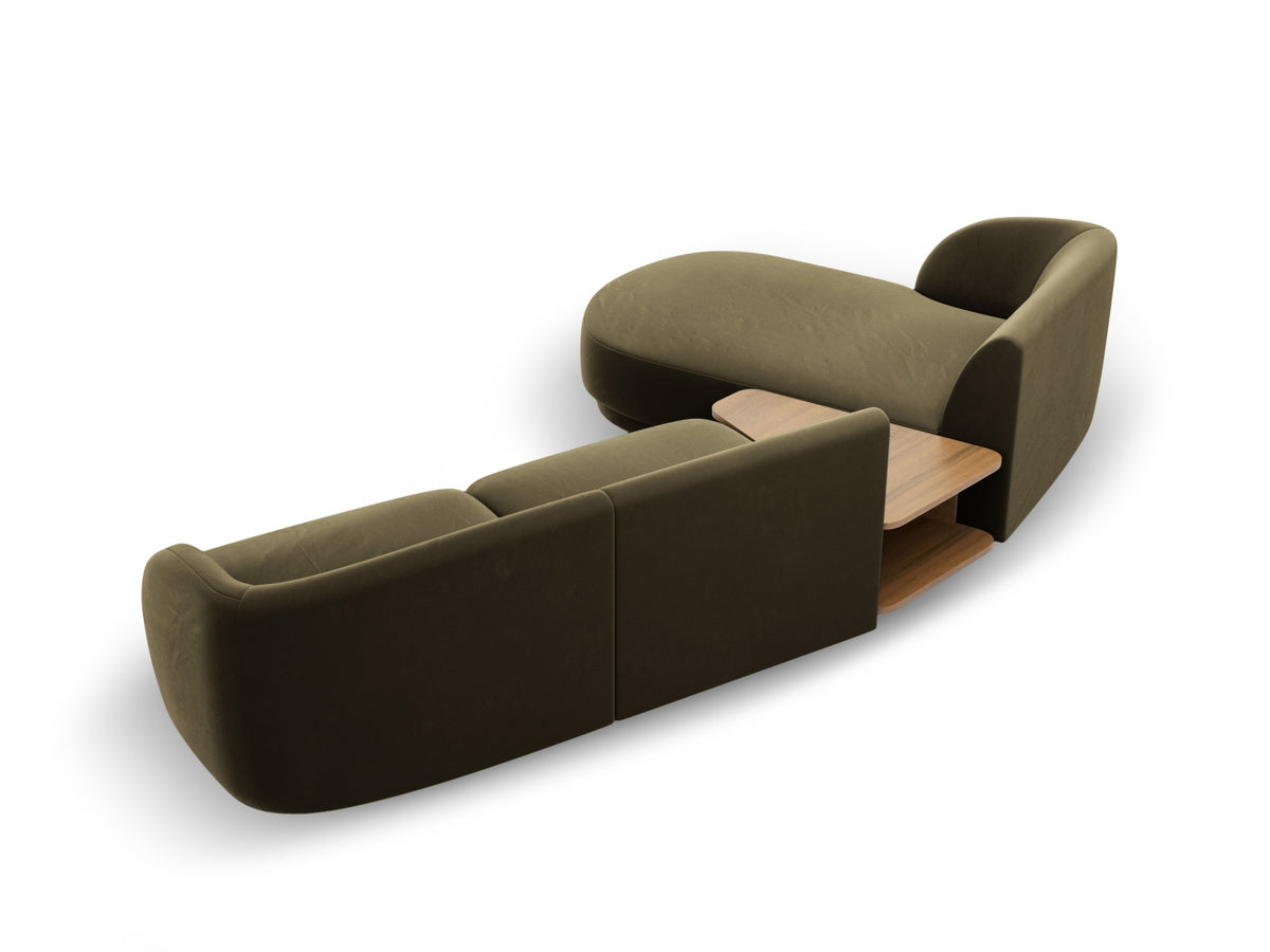 Miley Velour modulares Sofa links 3 Sitzer in Green-Bluvel präsentiert im Onlineshop von KAQTU Design AG. L-Sofa links ist von Micadoni