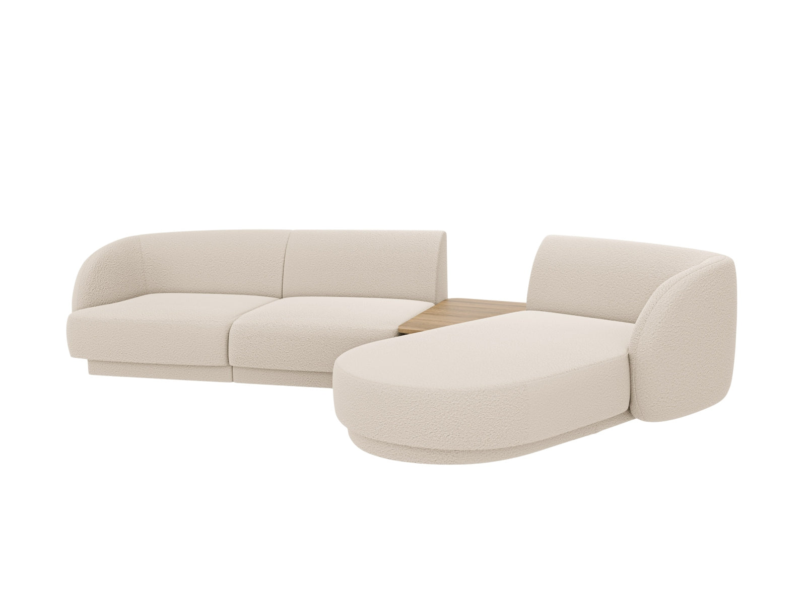 Beige Miley 3-Sitzer L-Sofa von Micadoni, elegantes modulares Design für stilvolle Wohnräume, perfekt für entspannte Abende.