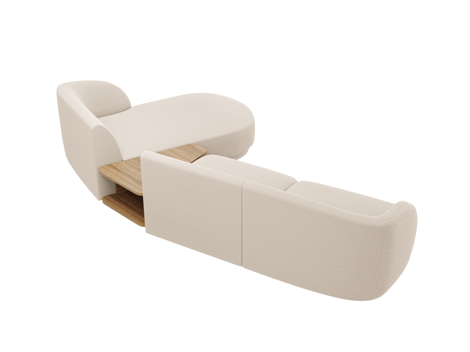 Beige Miley 3-Sitzer Sofa von Micadoni, modernes L-Sofa mit modularer Bauweise, ideal für gemütliche Stunden und stilvolle Einrichtung.