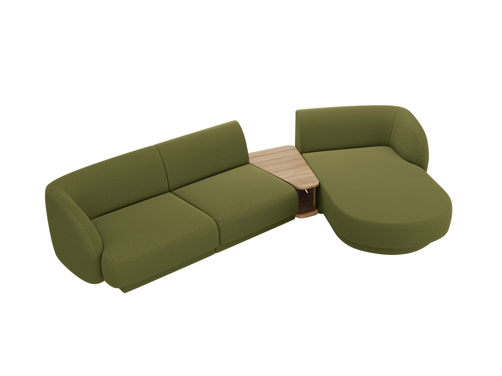Elegantes Miley Modulares Sofa rechts 3-Sitzer in dunklem Olivgrün, ideal für stilvolle Wohnräume, erhältlich bei KAQTU Design AG.