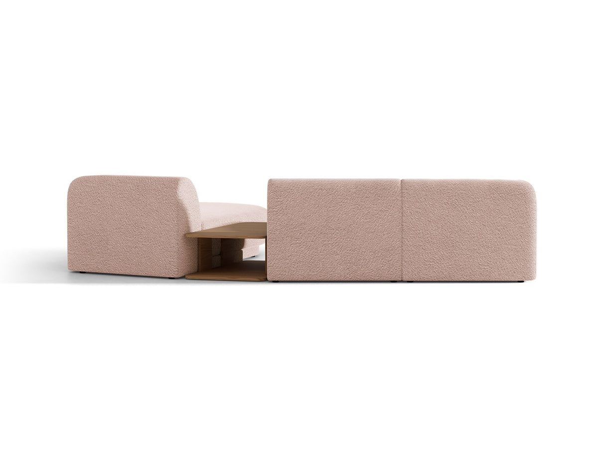 Braunes modulares Sofa Miley von Micadoni mit Baloo-Stoffbezug, schwarzen Kunststofffüssen und L-förmiger Ausrichtung nach rechts.