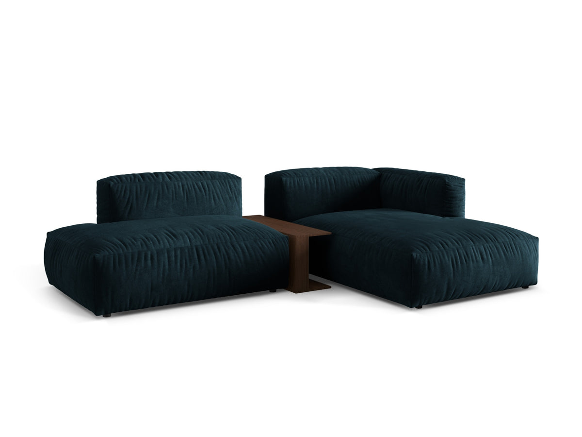 Elegantes, modulares Ecksofa Martina rechts, 2-Sitzer mit praktischem Beistelltisch, in zeitlosem Dunkelbeige für ein modernes Ambiente.