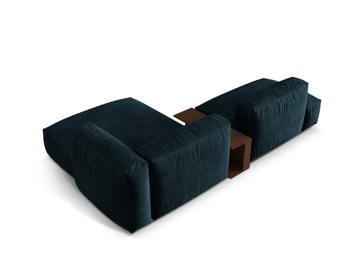 Elegantes, modulares Ecksofa Martina rechts, 2-Sitzer mit praktischem Beistelltisch, in modernem Dunkelbeige für stilvolle Wohnräume.