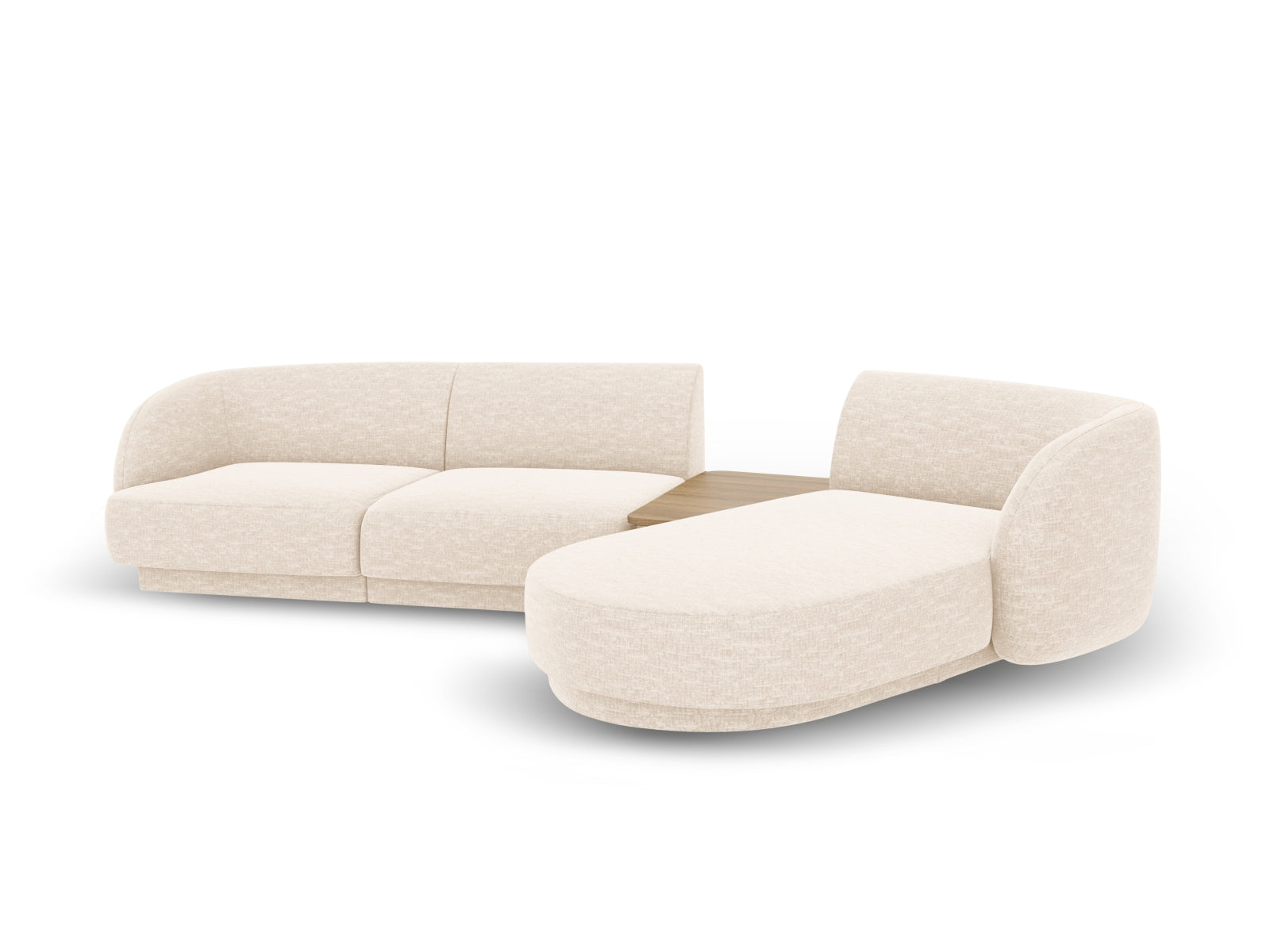 Elegantes Miley Modulares Sofa rechts 3 Sitzer in sanftem Beige, ideal für stilvolle Wohnräume und gemütliche Stunden.