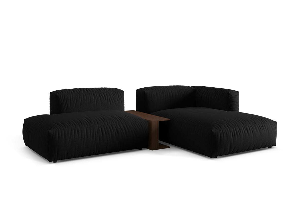 Elegantes Martina Ecksofa rechts mit zwei Sitzplätzen und praktischem Beistelltisch, ideal für stilvolle Wohnräume und entspannte Stunden.