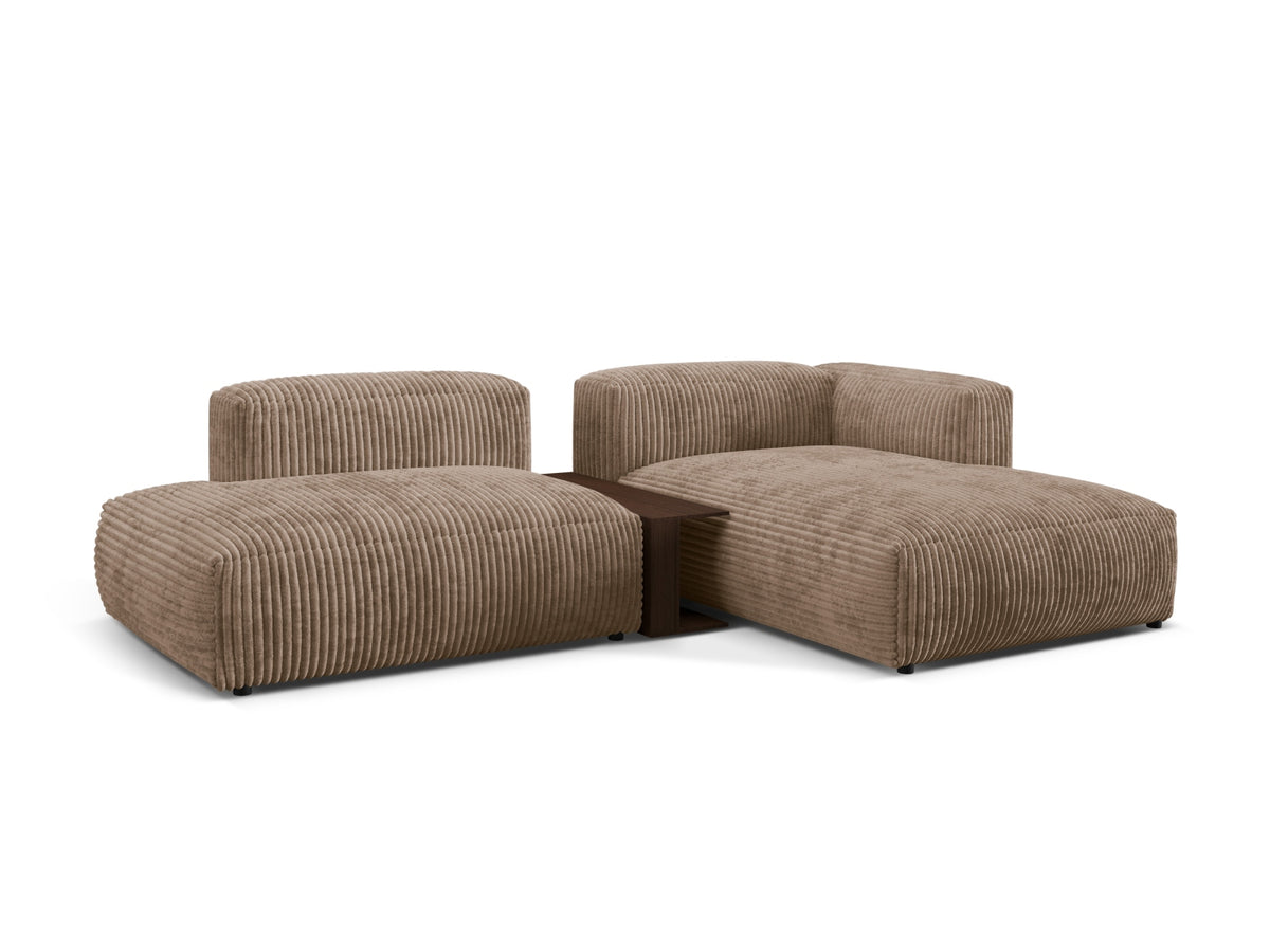 Elegantes Martina Ecksofa rechts mit 2 Sitzen und praktischem Beistelltisch, ideal für stilvolle Wohnräume.