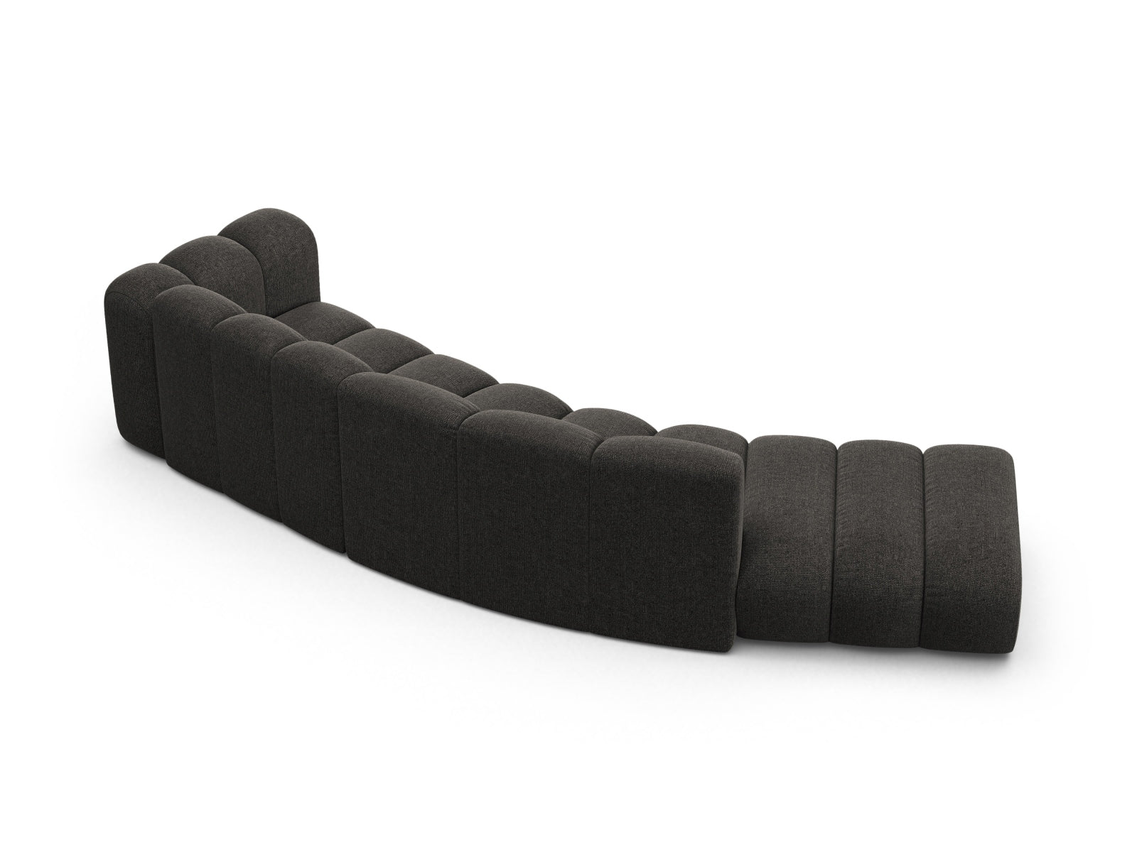 Modulares 5-Sitzer Sofa Lupine in edlem Dunkelgrau, perfekt für moderne Wohnkonzepte und gemütliche Abende.