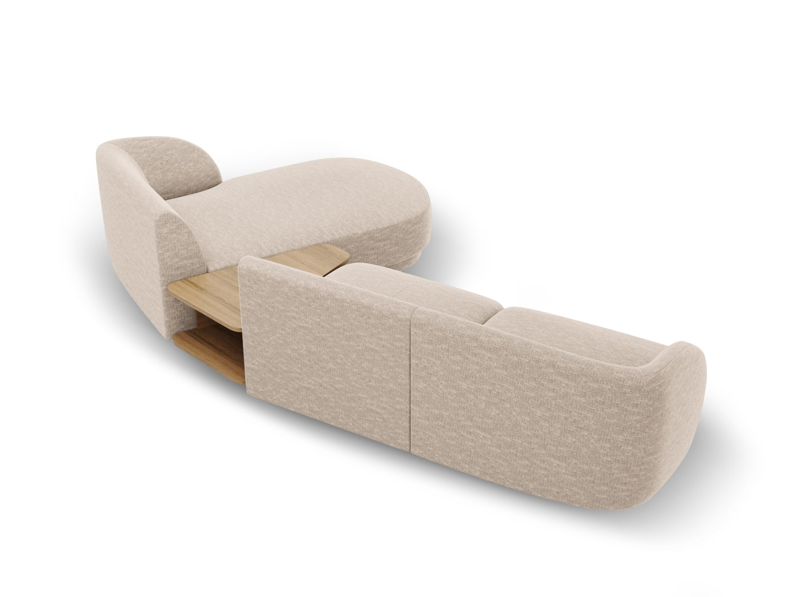 Stylisches, modulares L-Sofa Miley in Beige, perfekt für zeitgemäße Einrichtungen, vereint Komfort und Flexibilität in einem ansprechenden Design.
