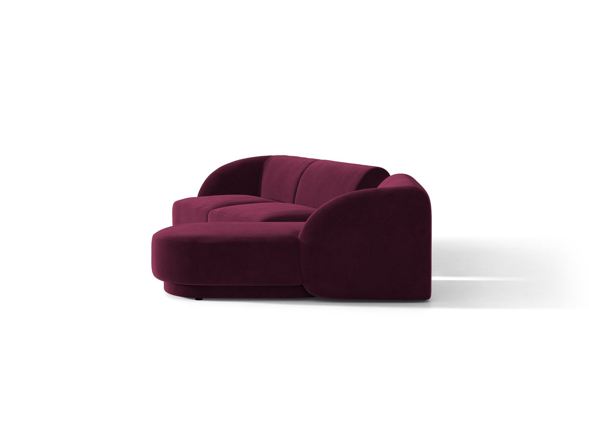 Braunes modulares Sofa Miley von Micadoni mit Baloo-Stoffbezug, schwarzen Kunststofffüssen und L-förmiger Ausrichtung nach rechts.