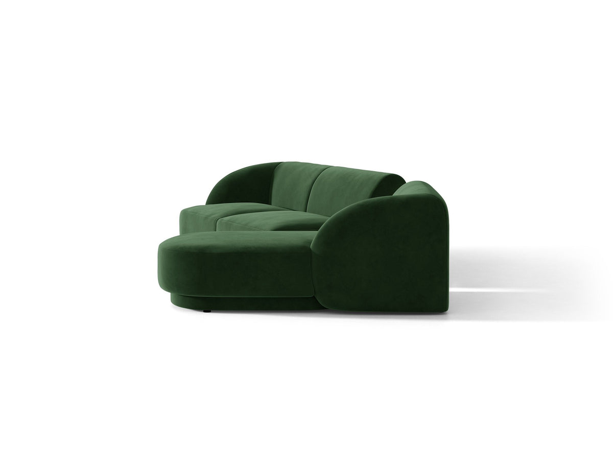 Braunes modulares Sofa Miley von Micadoni mit Baloo-Stoffbezug, schwarzen Kunststofffüssen und L-förmiger Ausrichtung nach rechts.