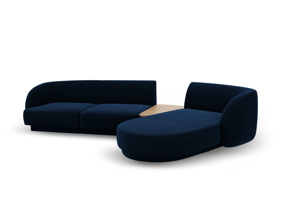 Miley Velour modulares Sofa rechts 3 Sitzer in Royal Blue-Bluvel präsentiert im Onlineshop von KAQTU Design AG. L-Sofa rechts ist von Micadoni