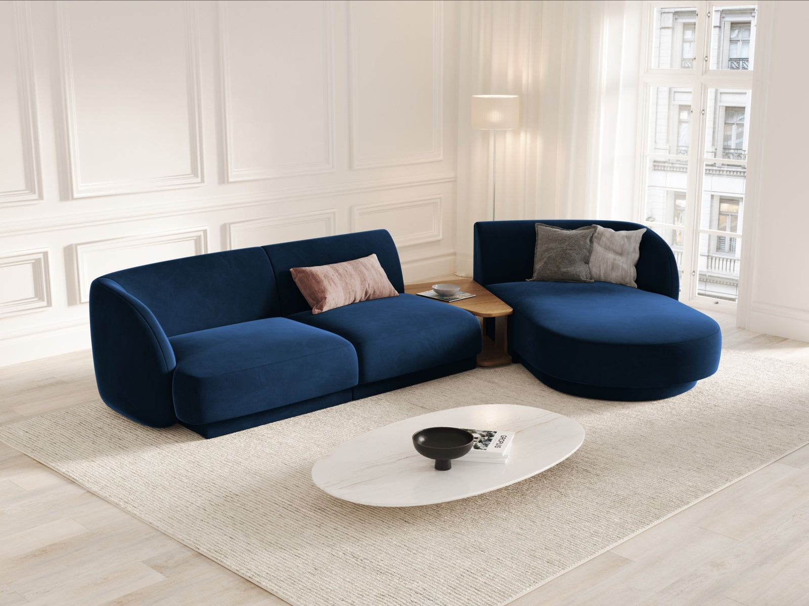 Entdecken Sie das elegante Miley Velour Sofa rechts 3 Sitzer von Micadoni – stilvoll, modular und perfekt für Ihr modernes Zuhause.