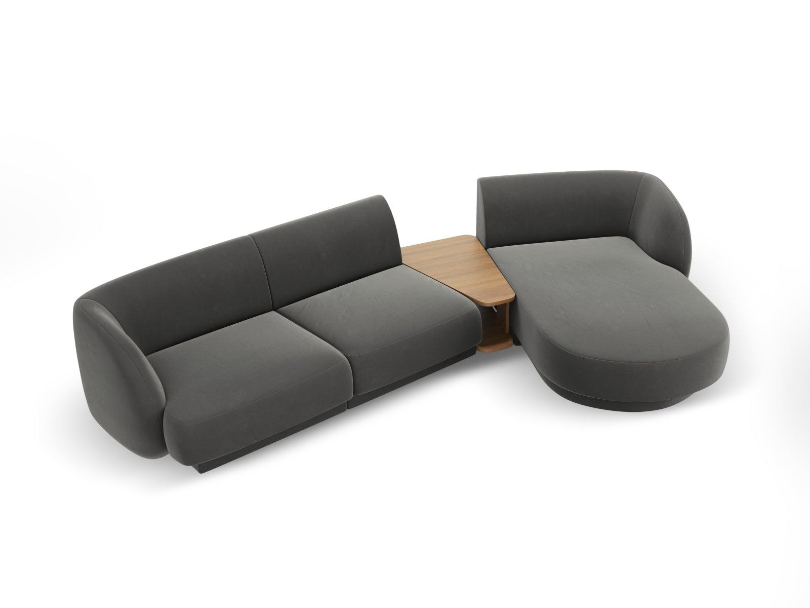 Erleben Sie das Miley Velour Sofa rechts 3 Sitzer von Micadoni – ein modulares, komfortables Möbelstück, das Eleganz und Flexibilität vereint.