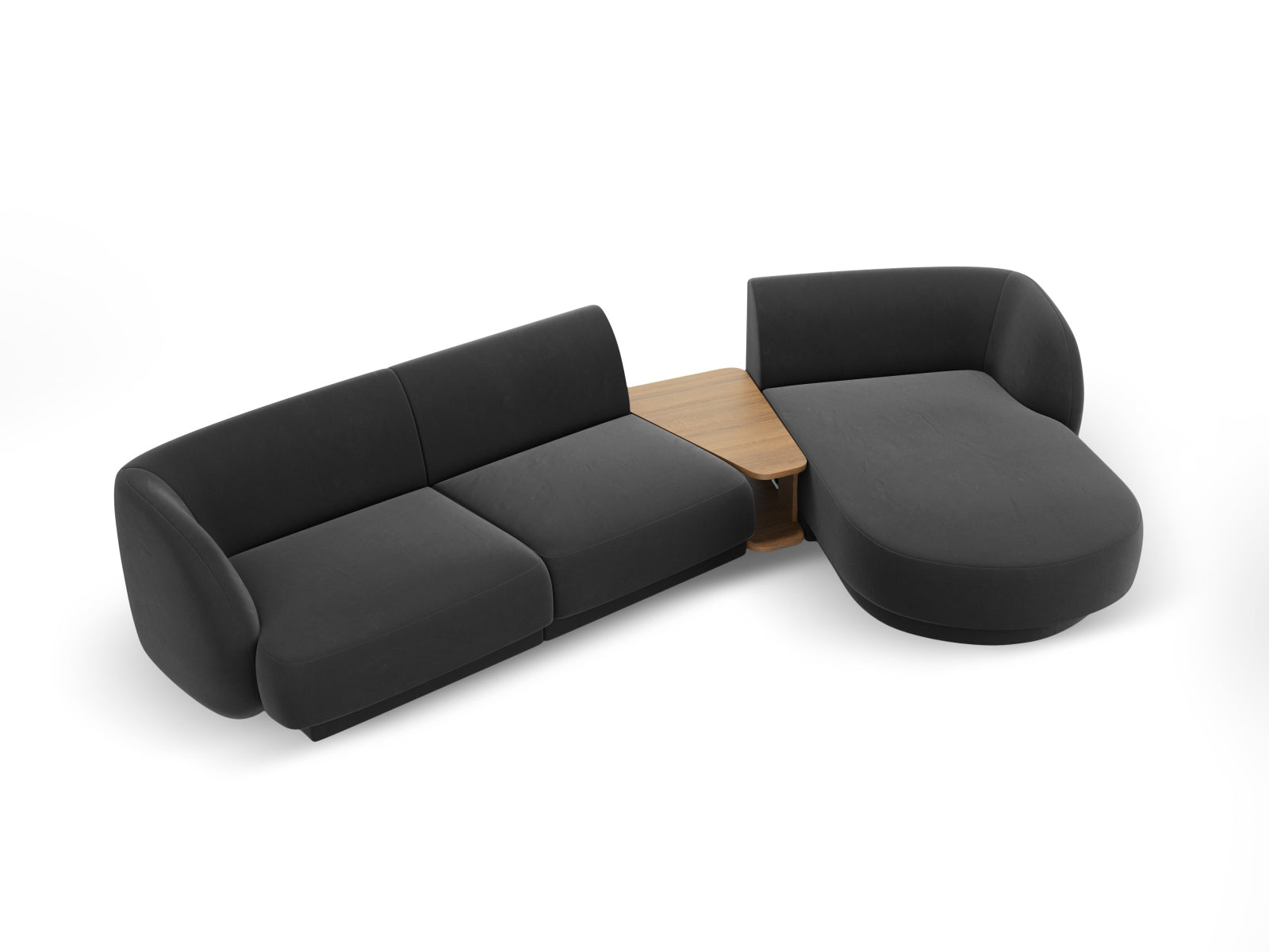 Erleben Sie das Miley Velour Sofa rechts 3 Sitzer von Micadoni – ein modulares, komfortables Möbelstück, das Eleganz und Flexibilität vereint.