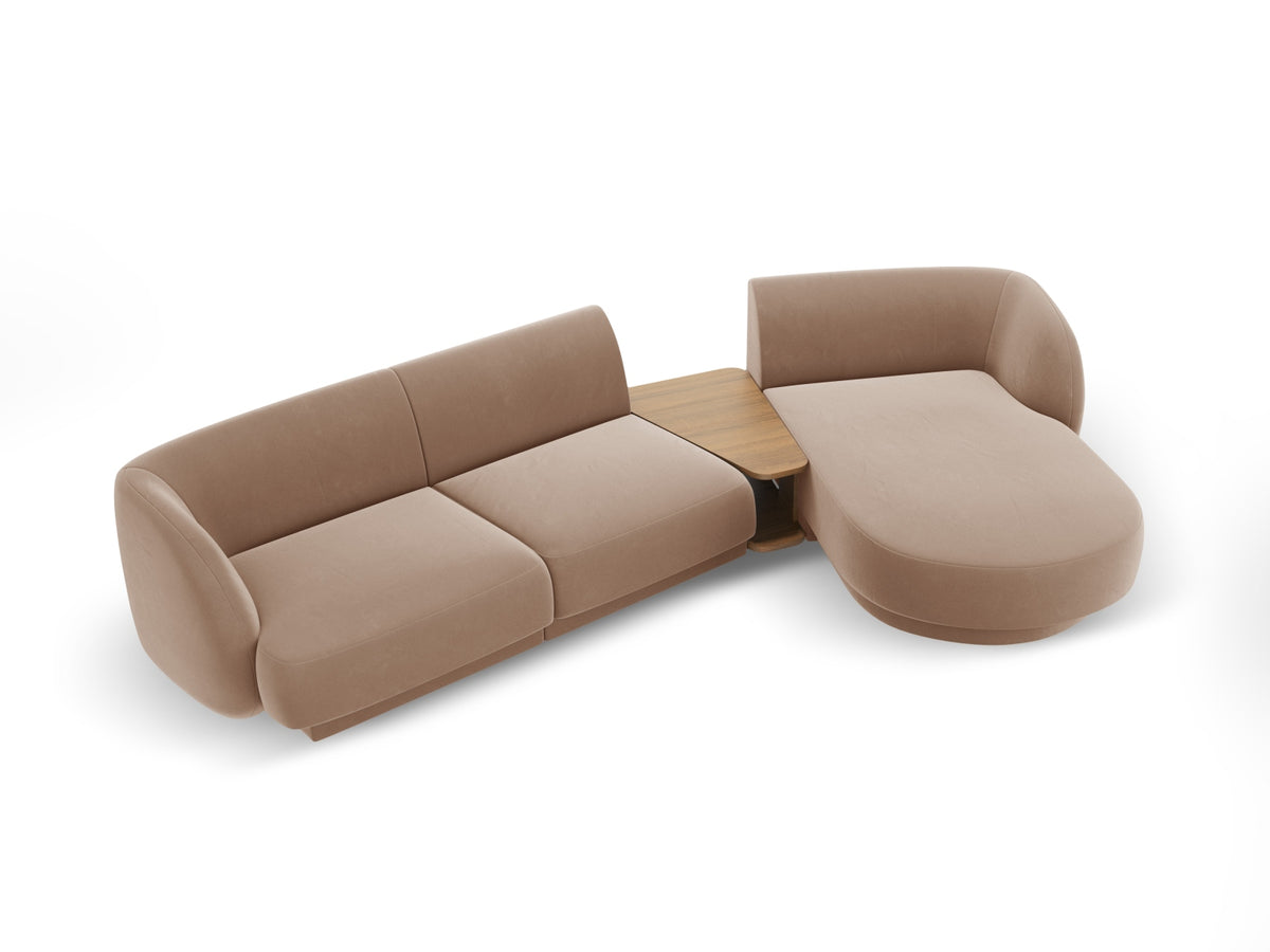 Miley Velour modulares Sofa rechts 3 Sitzer in Cappuccino-Bluvel präsentiert im Onlineshop von KAQTU Design AG. L-Sofa rechts ist von Micadoni