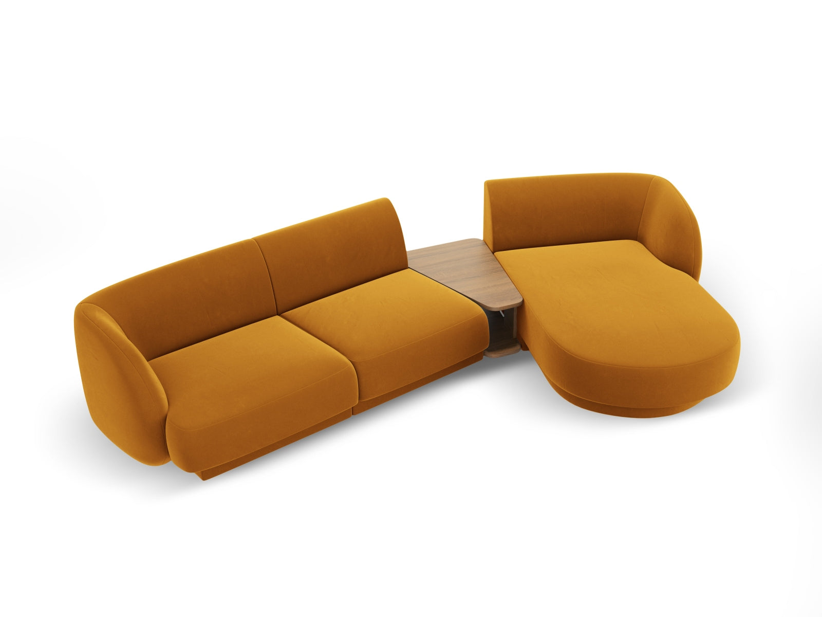 Erleben Sie das Miley Velour Sofa rechts 3 Sitzer von Micadoni – ein modulares, komfortables Möbelstück, das Eleganz und Flexibilität vereint.