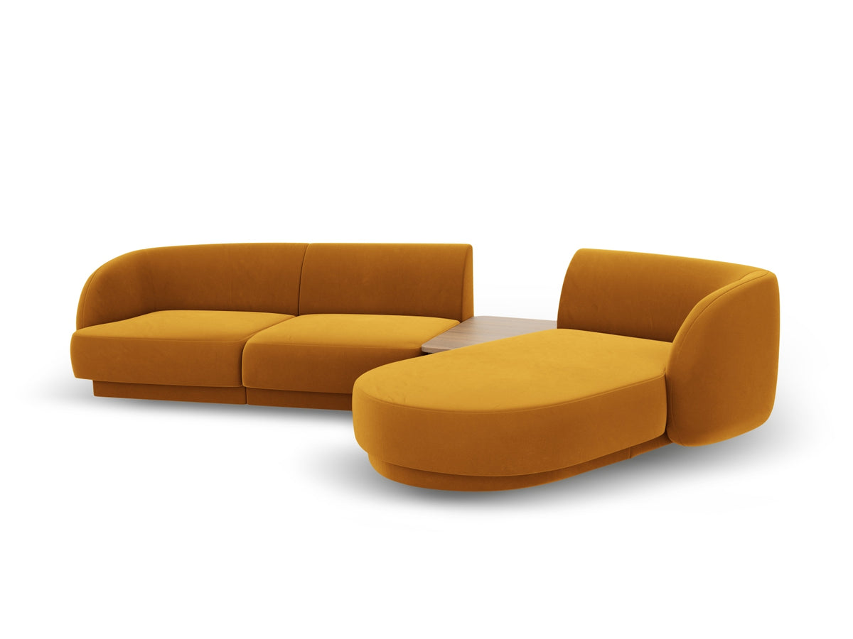 Miley Velour modulares Sofa rechts 3 Sitzer in Yellow-Bluvel präsentiert im Onlineshop von KAQTU Design AG. L-Sofa rechts ist von Micadoni