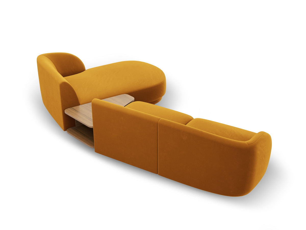 Miley Velour modulares Sofa rechts 3 Sitzer in Yellow-Bluvel präsentiert im Onlineshop von KAQTU Design AG. L-Sofa rechts ist von Micadoni